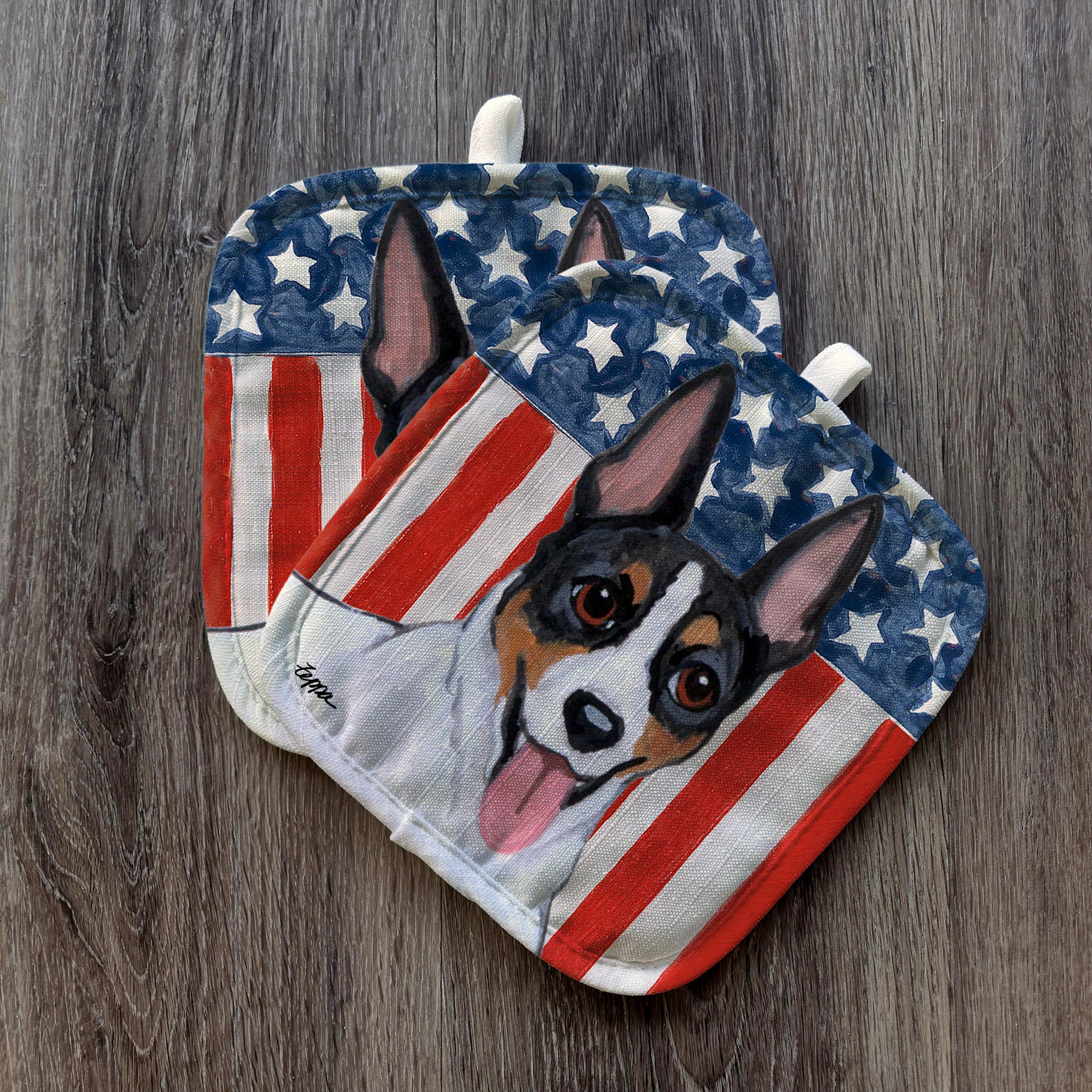 Rat Terrier Americana Pot Holders