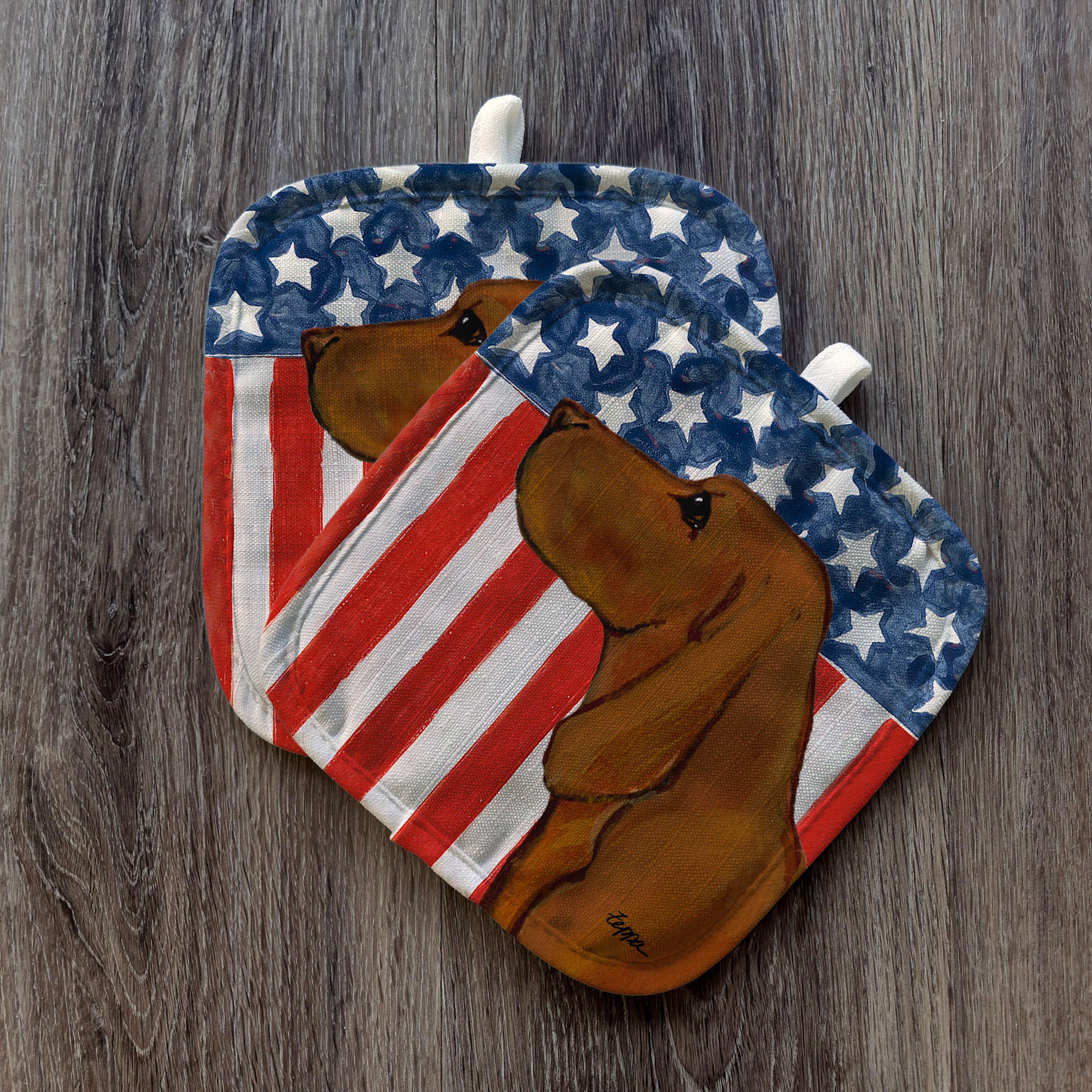 Redbone Coonhound Americana Pot Holders