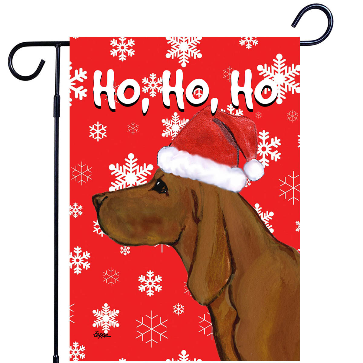 Redbone Coonhound Ho Ho Ho Garden Flag