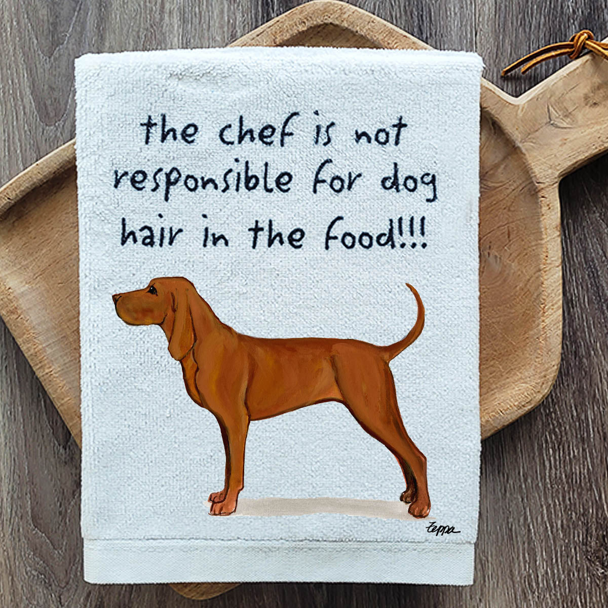 Pawsitively Adorable Redbone Coonhound Kitchen Towel