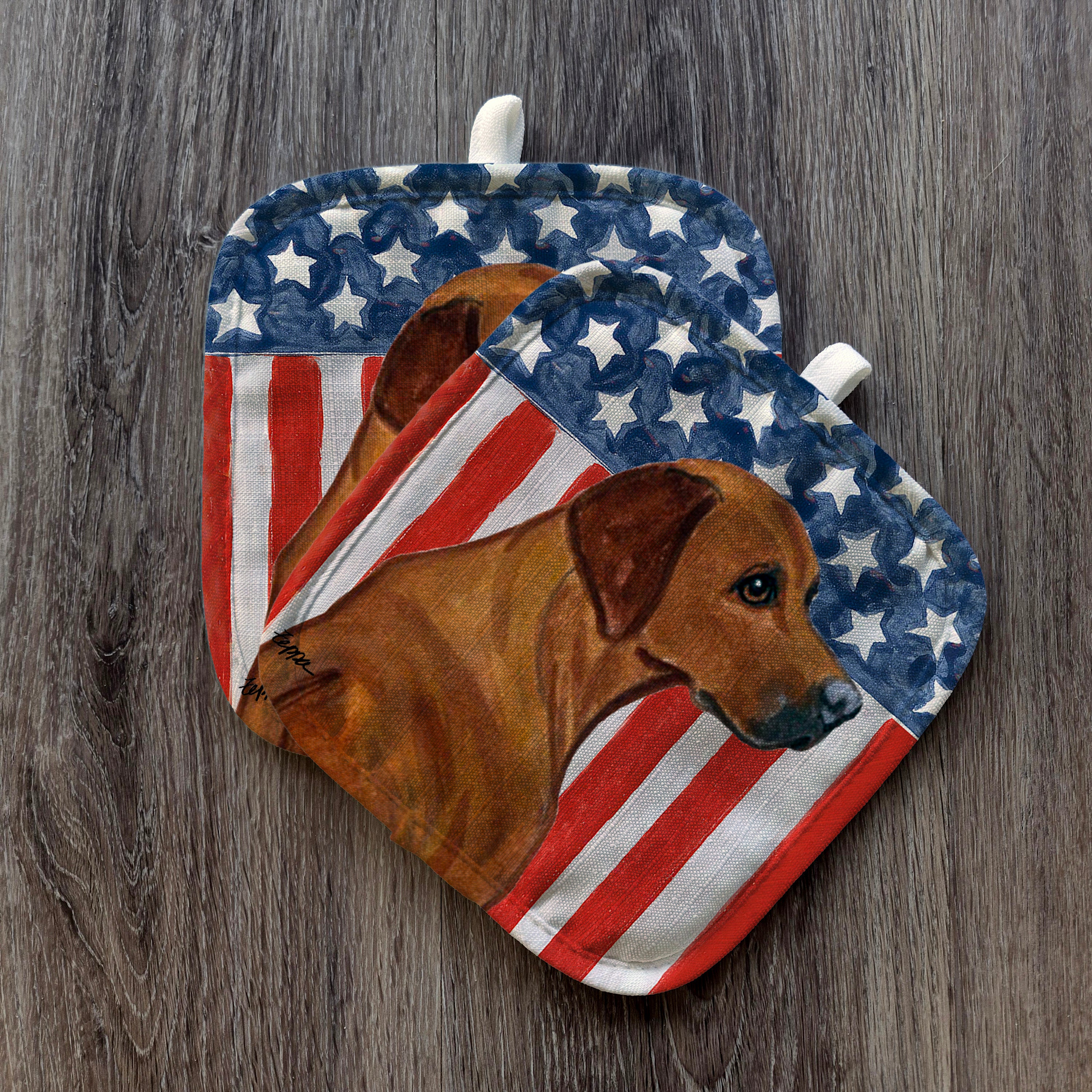 Rhodesian Ridgeback Americana Pot Holders
