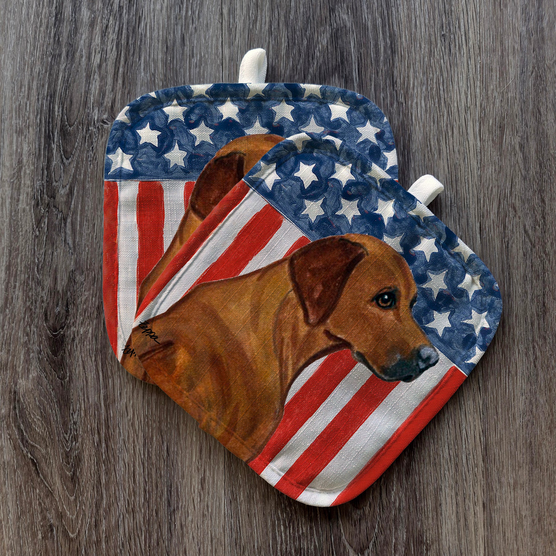 Rhodesian Ridgeback Americana Pot Holders