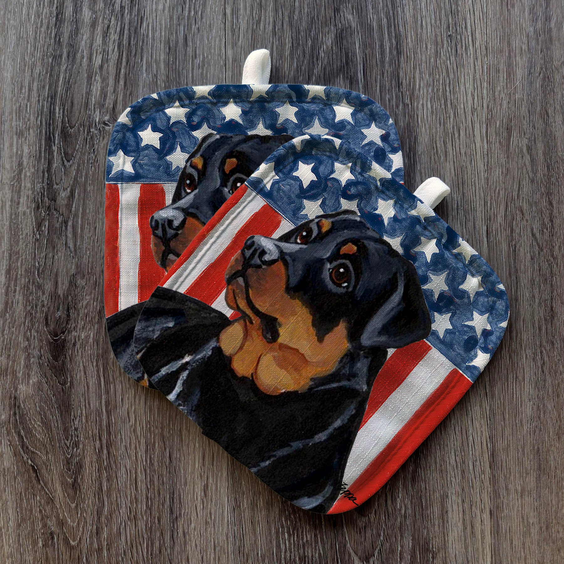 Rottweiler Americana Pot Holders