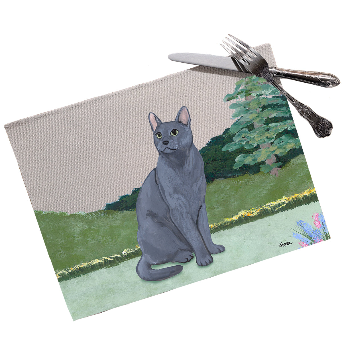 Russian Blue Cat Scenic Placemats