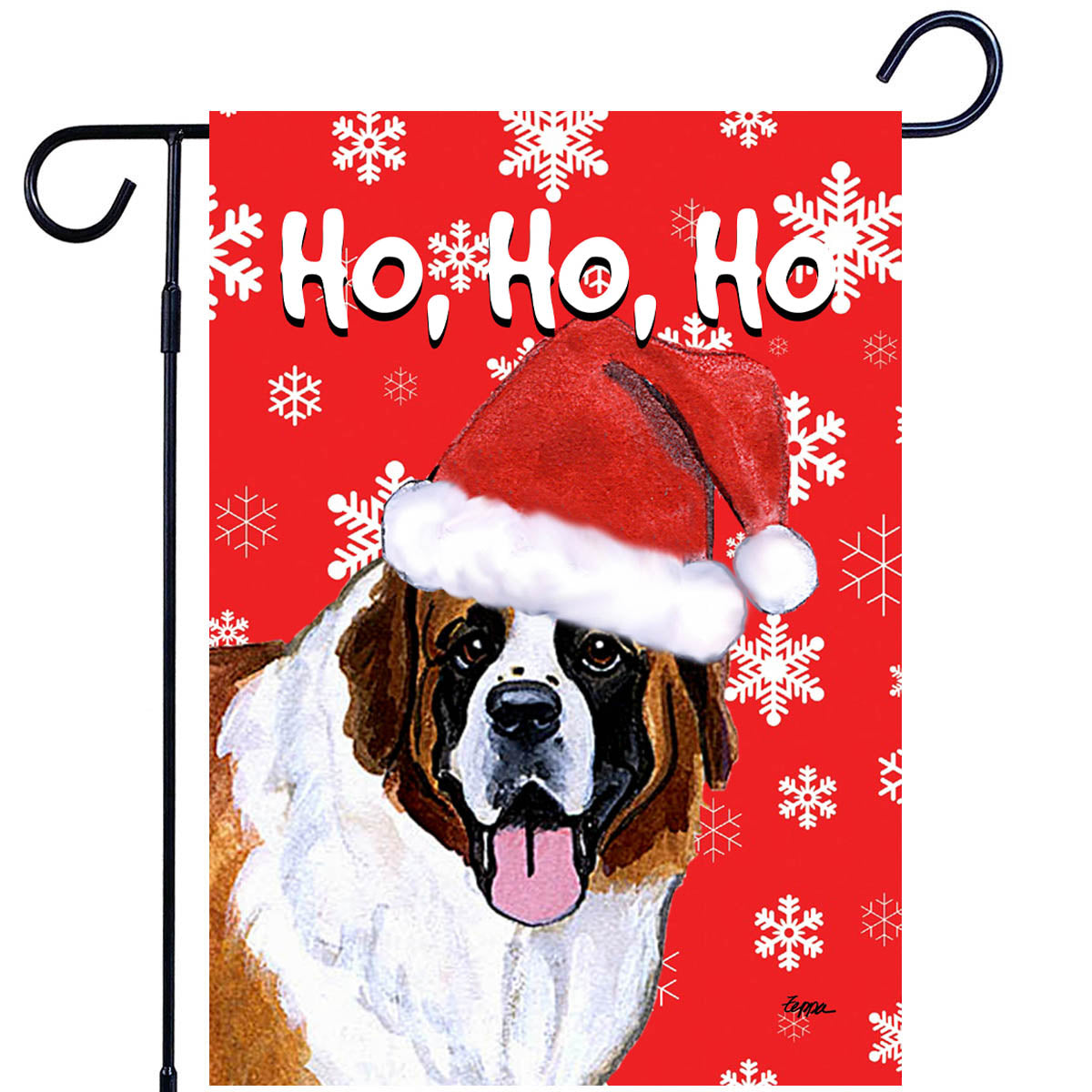 Saint Bernard Ho Ho Ho Garden Flag