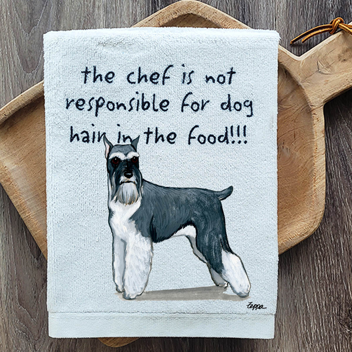 Pawsitively Adorable Standing Schnauzer Kitchen Towel