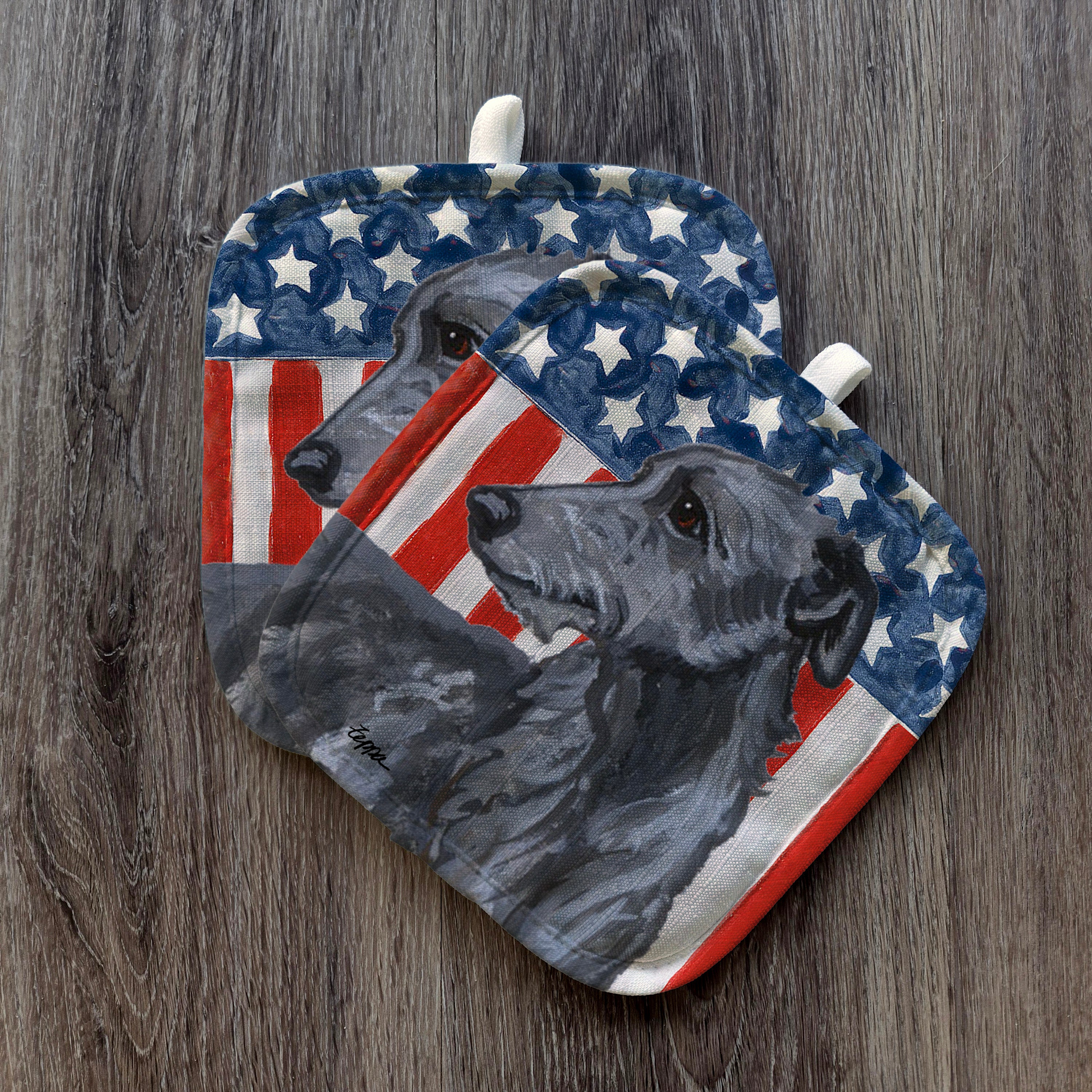 Scottish Deerhound Americana Pot Holders
