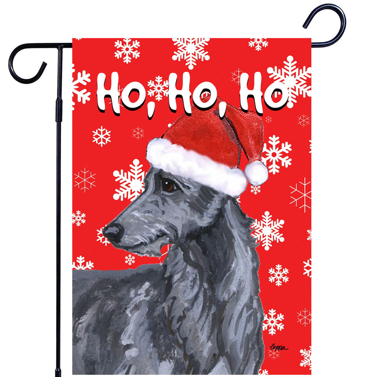 Scottish Deerhound Ho Ho Ho Garden Flag