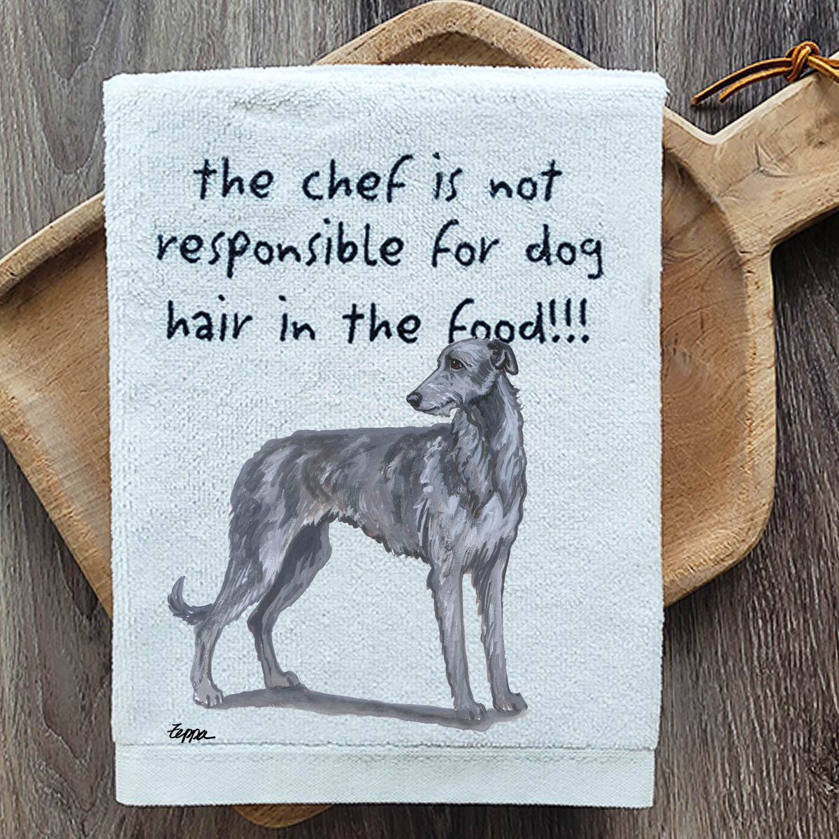 Pawsitively Adorable Scottish Deerhound Kitchen Towel