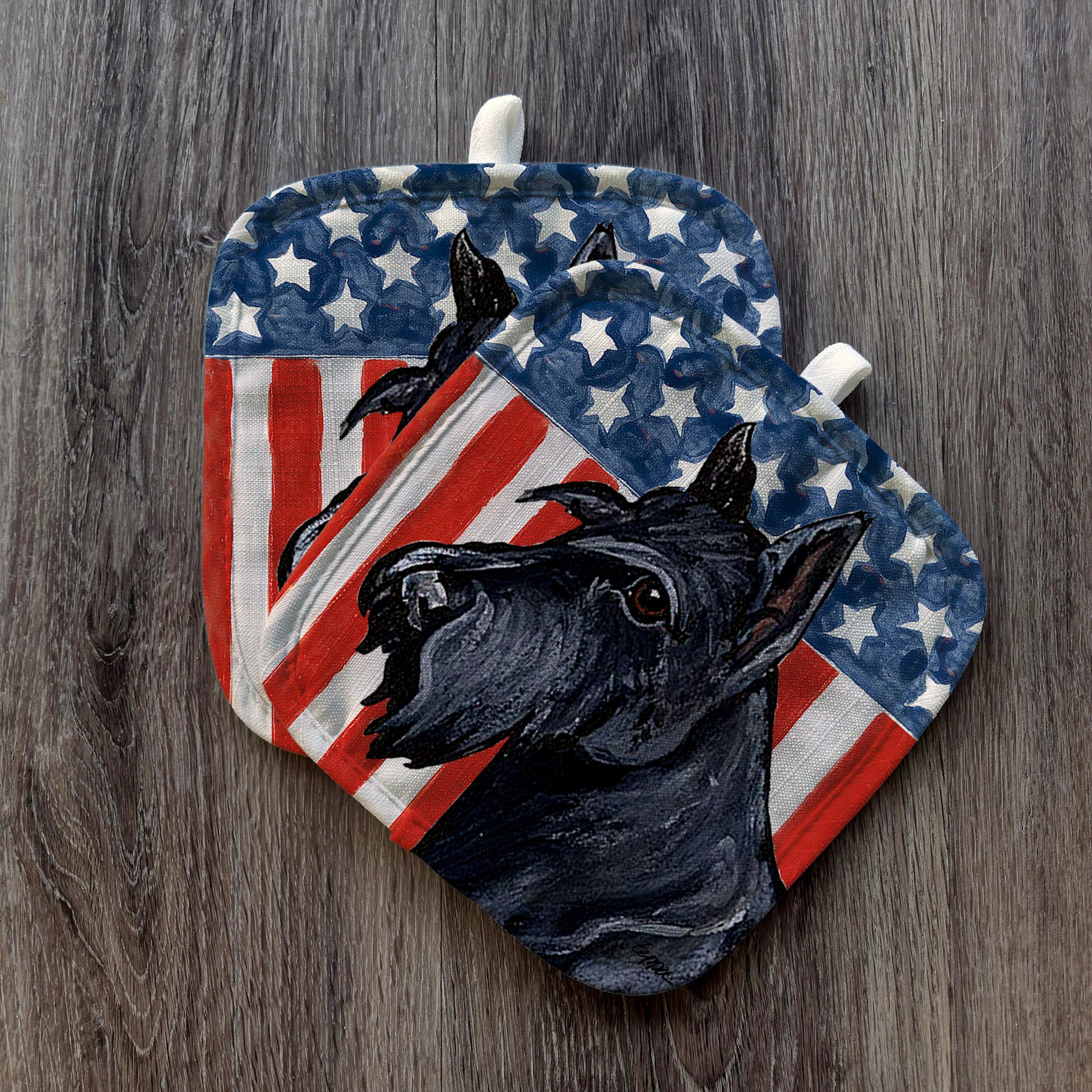 Scottish Terrier Americana Pot Holders
