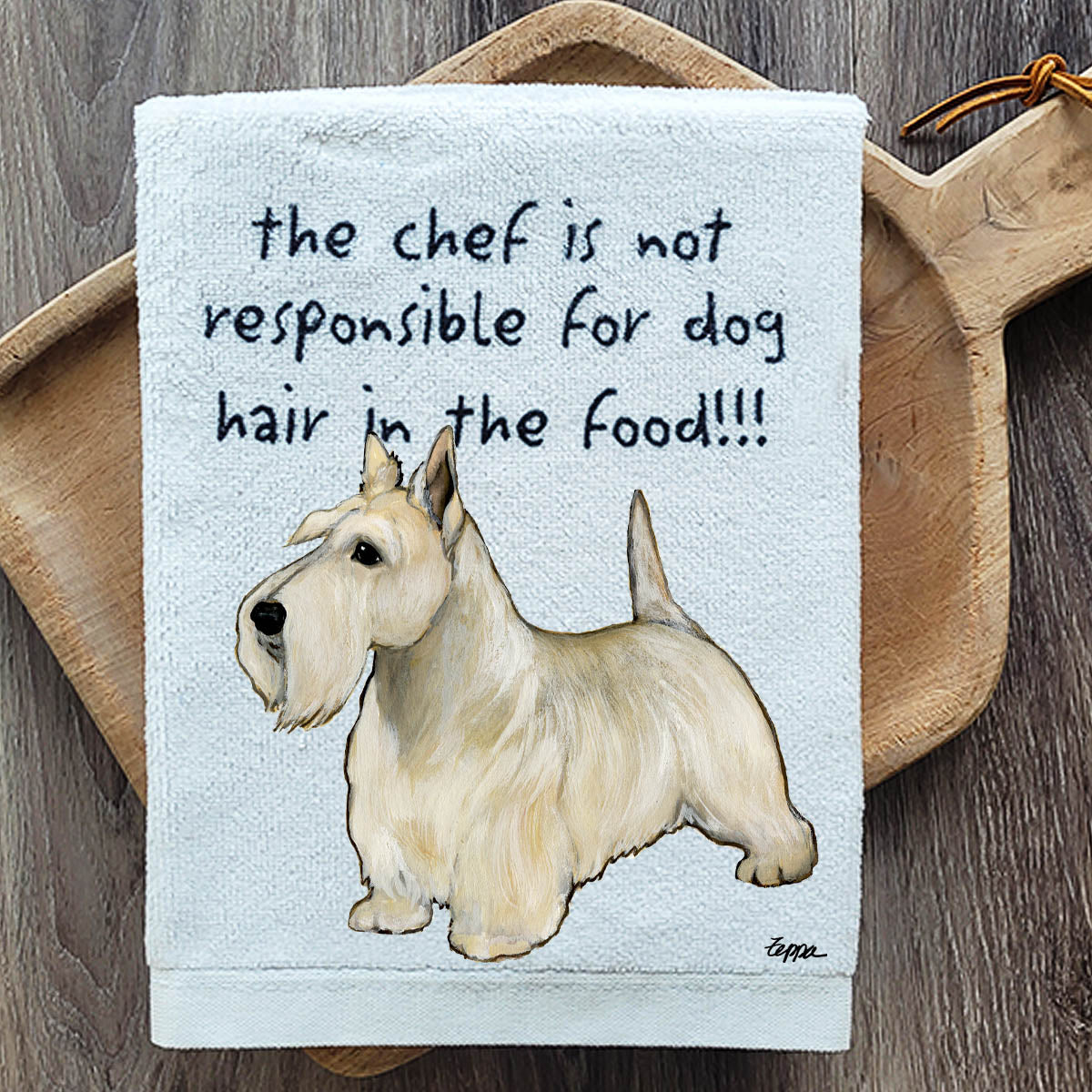 Pawsitively Adorable Wheaten Scottish Terrier Kitchen Towel
