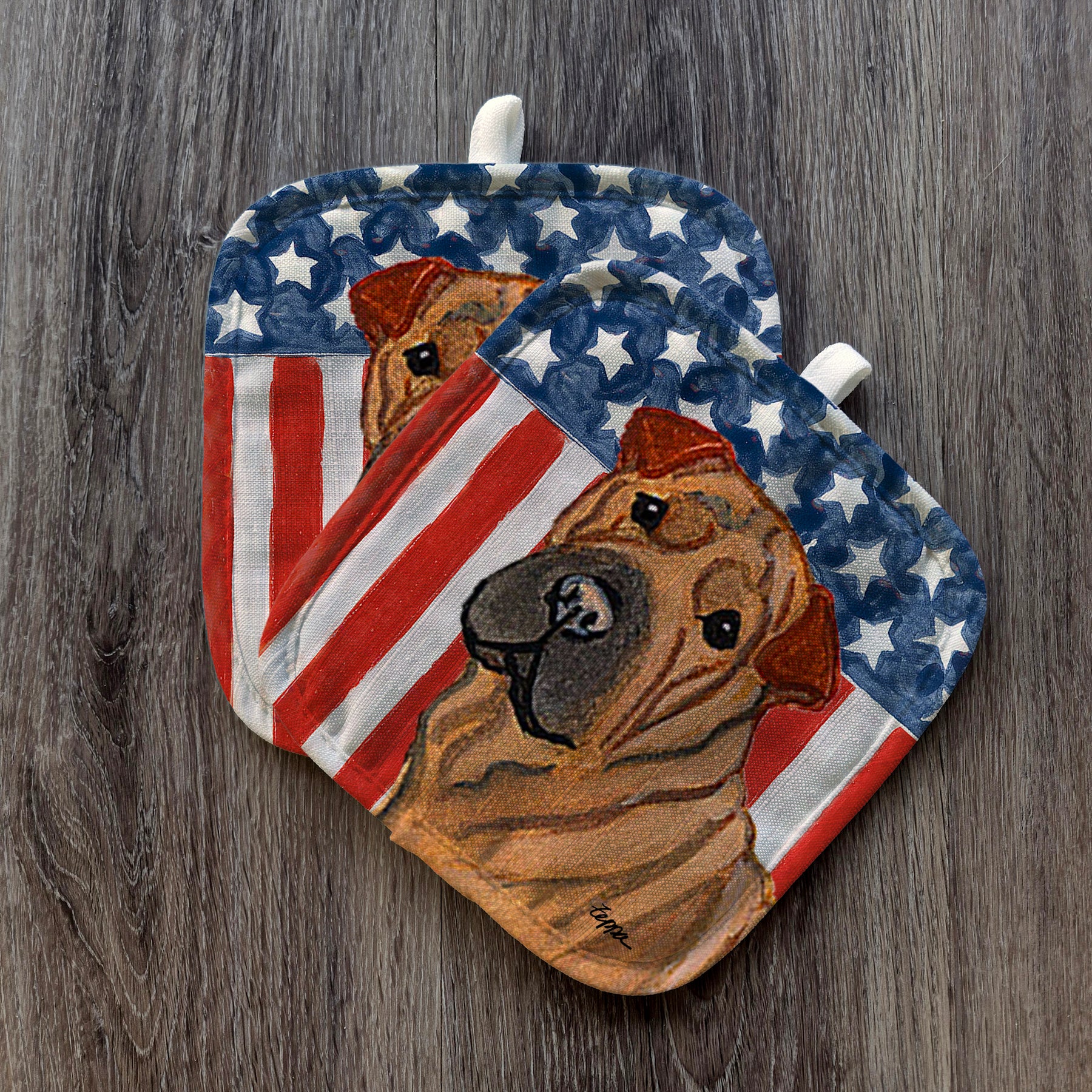 Shar Pei Americana Pot Holders
