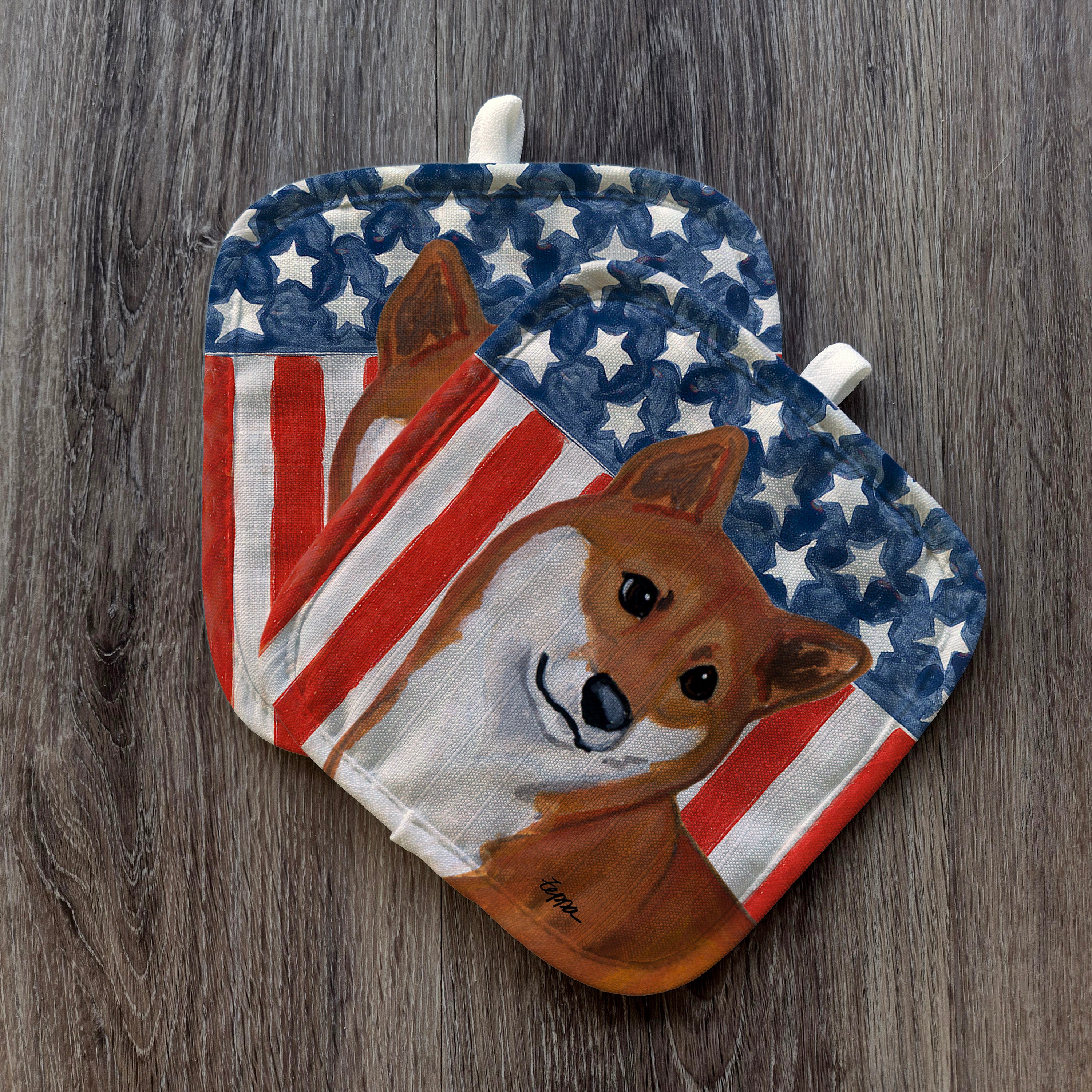 Shiba Inu Americana Pot Holders
