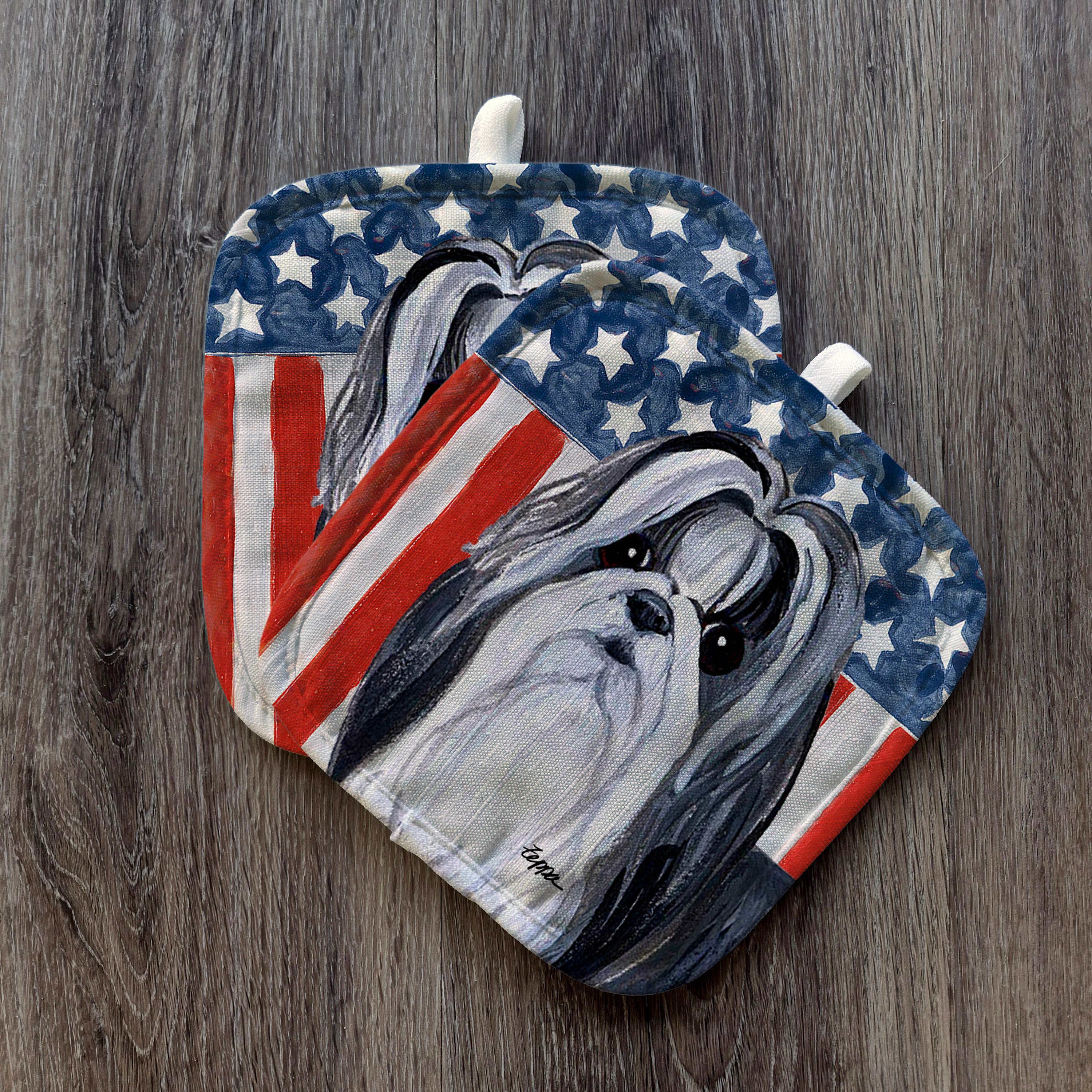 Shih Tzu Americana Pot Holders