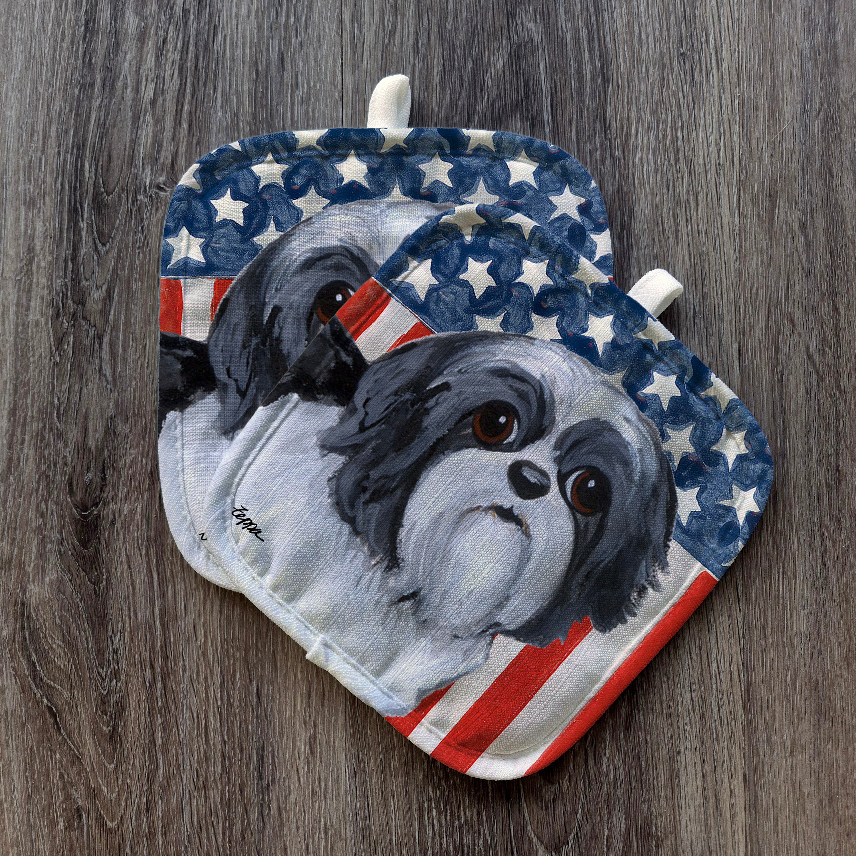 Shih Tzu Americana Pot Holders