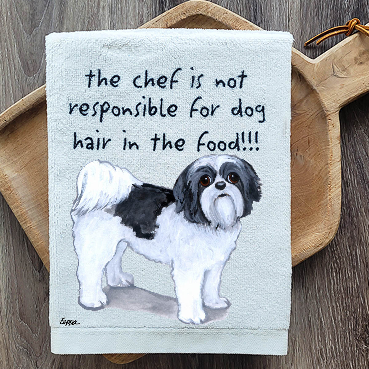 Pawsitively Adorable Shih Tzu Puppy Clip Kitchen Towel