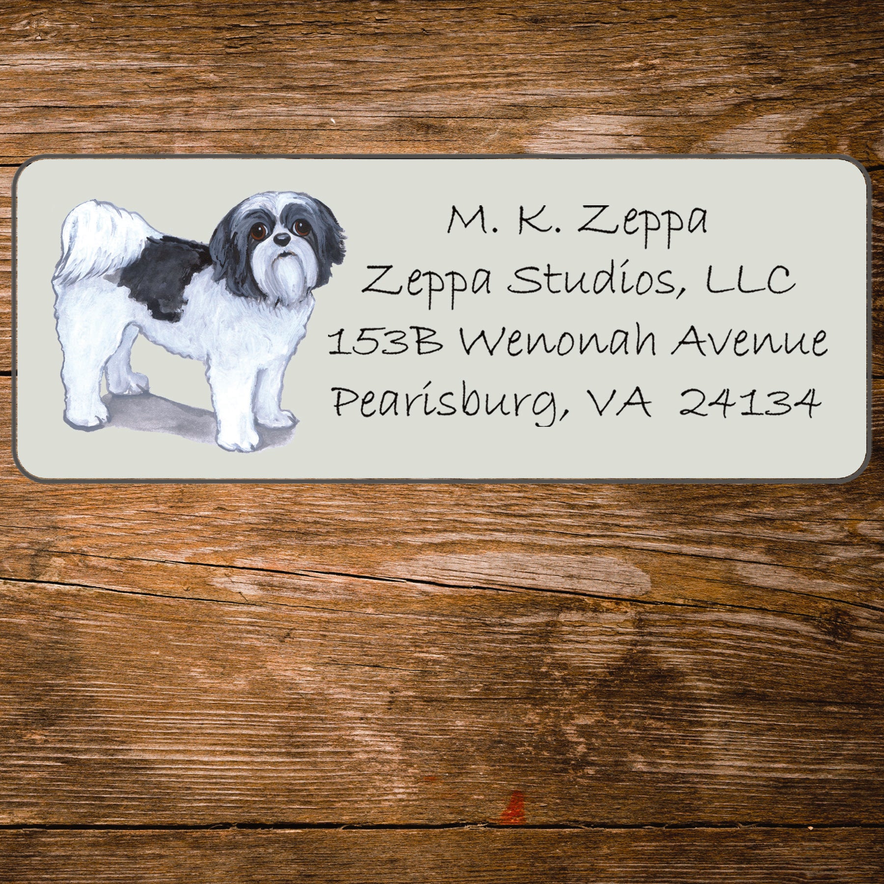 Return address label with an Shih Tzu Dog illustration