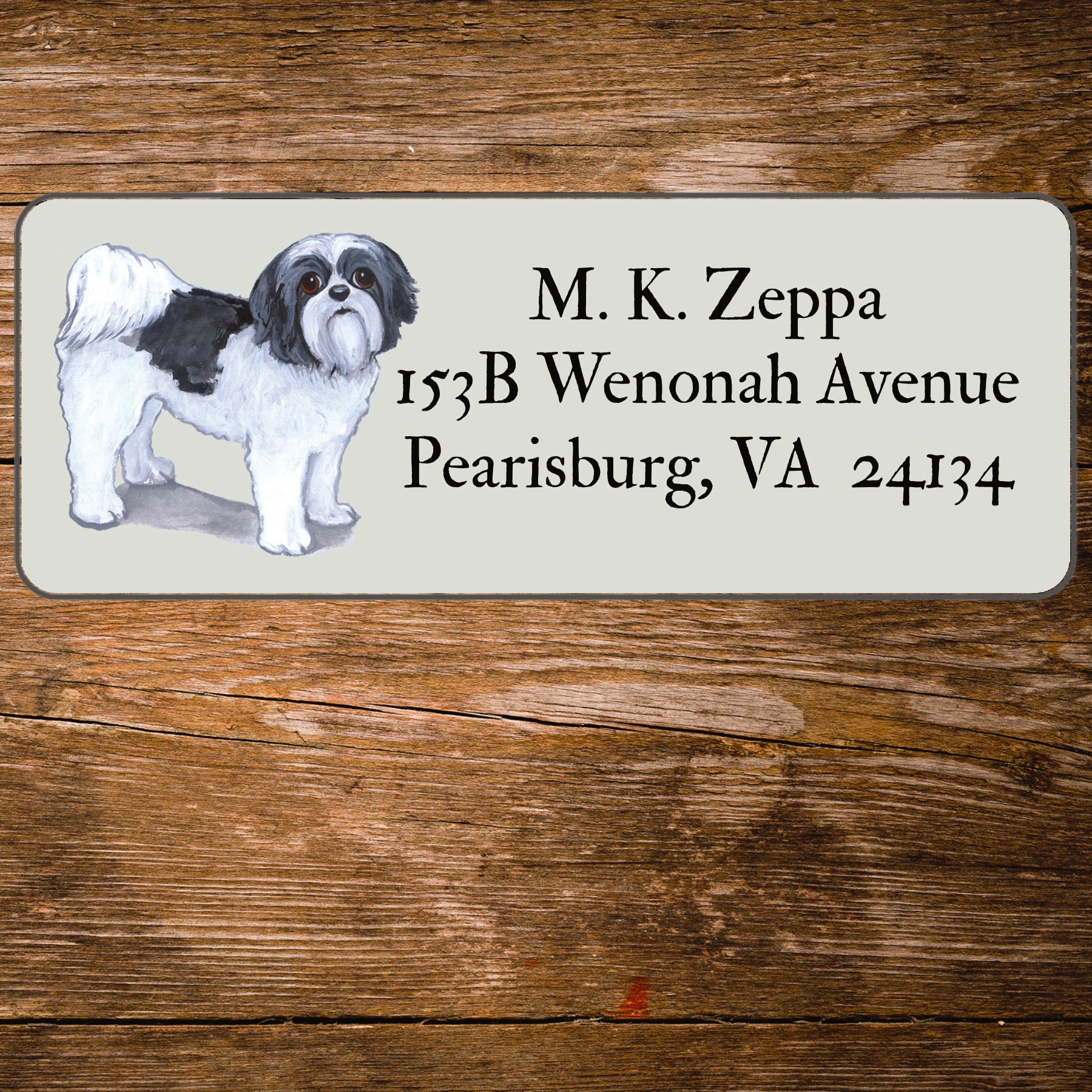 Return address label with an Shih Tzu Dog illustration