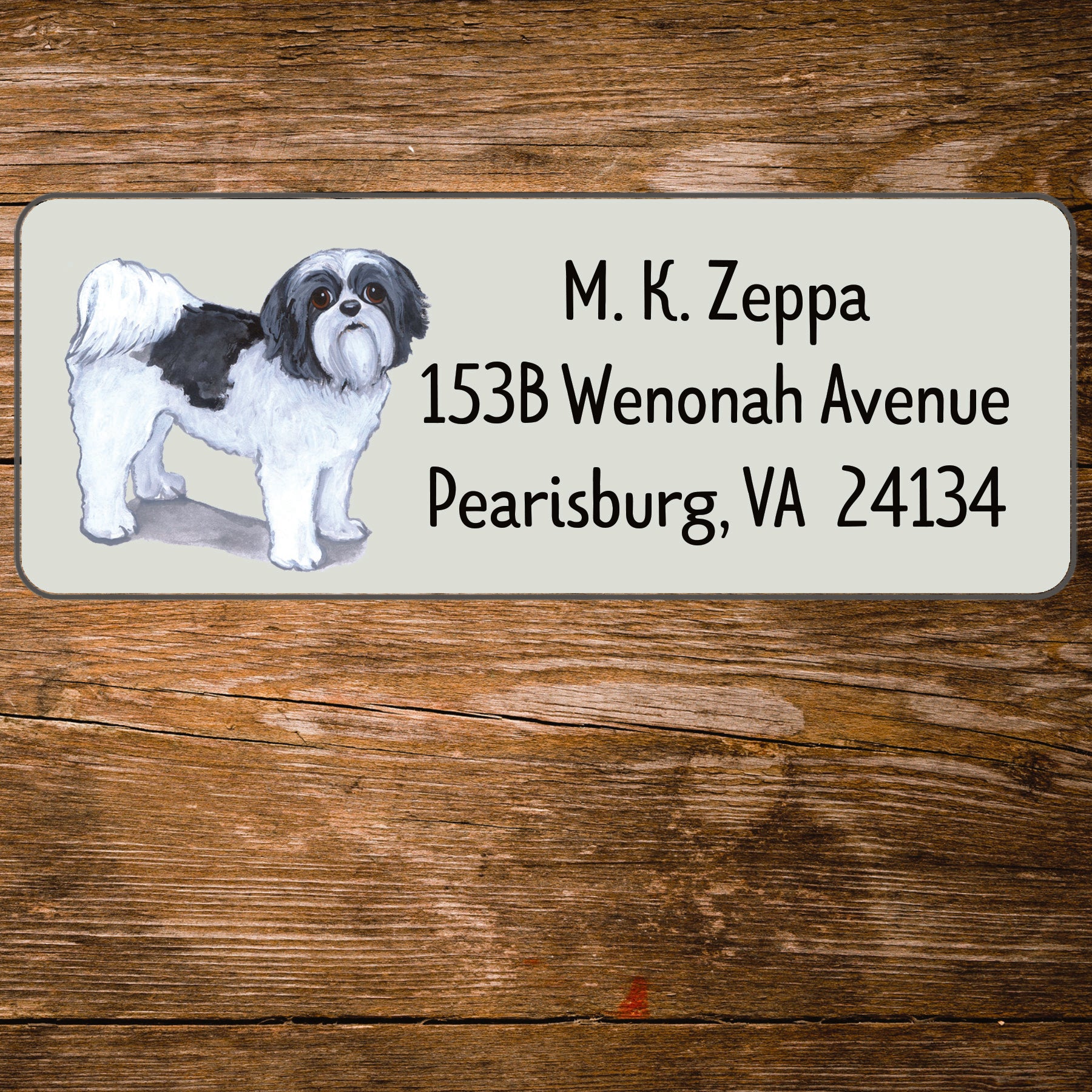 Return address label with an Shih Tzu Dog illustration