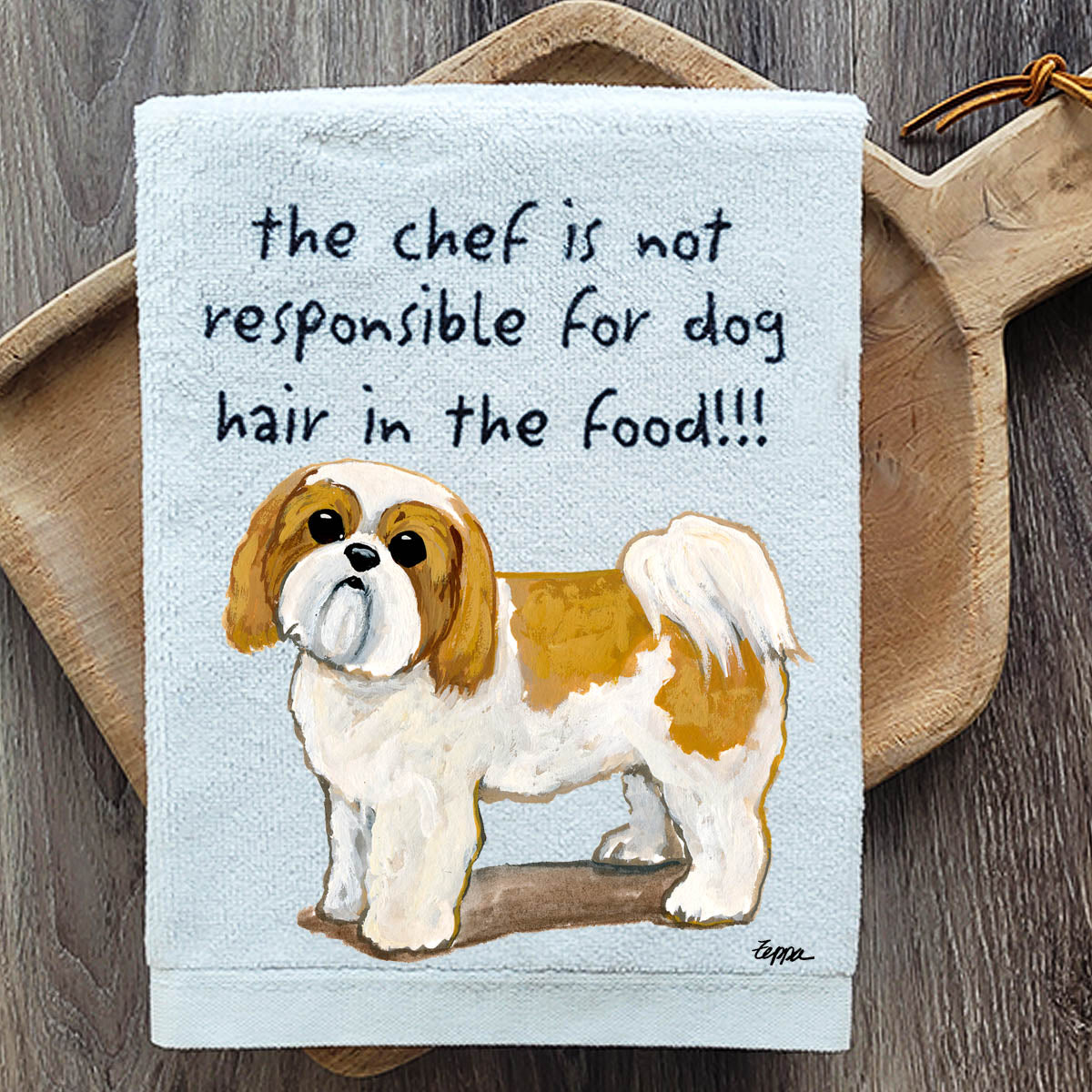 Pawsitively Adorable Shih Tzu Tan Puppy Clip Kitchen Towel