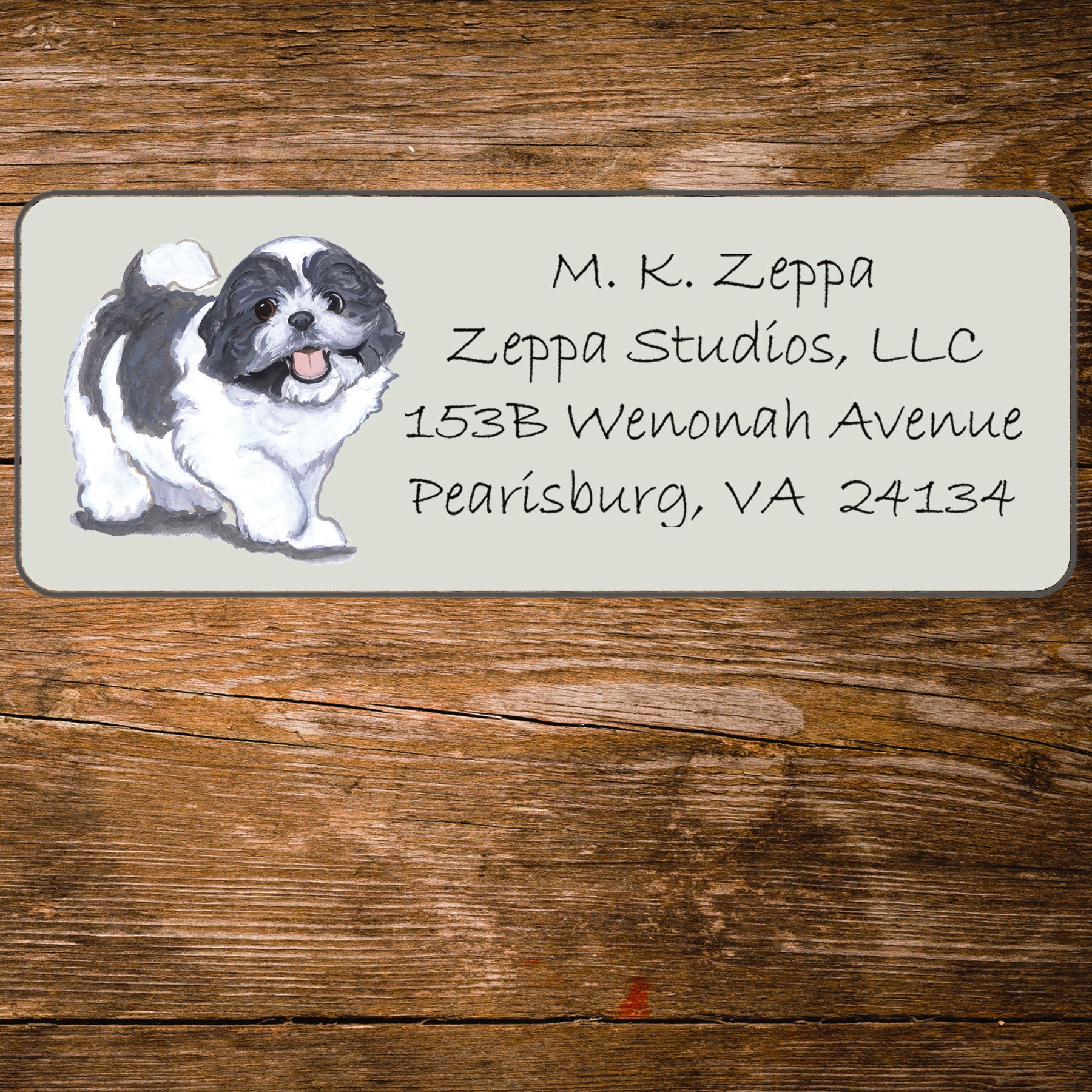 Return address label with an Shih Tzu Dog illustration