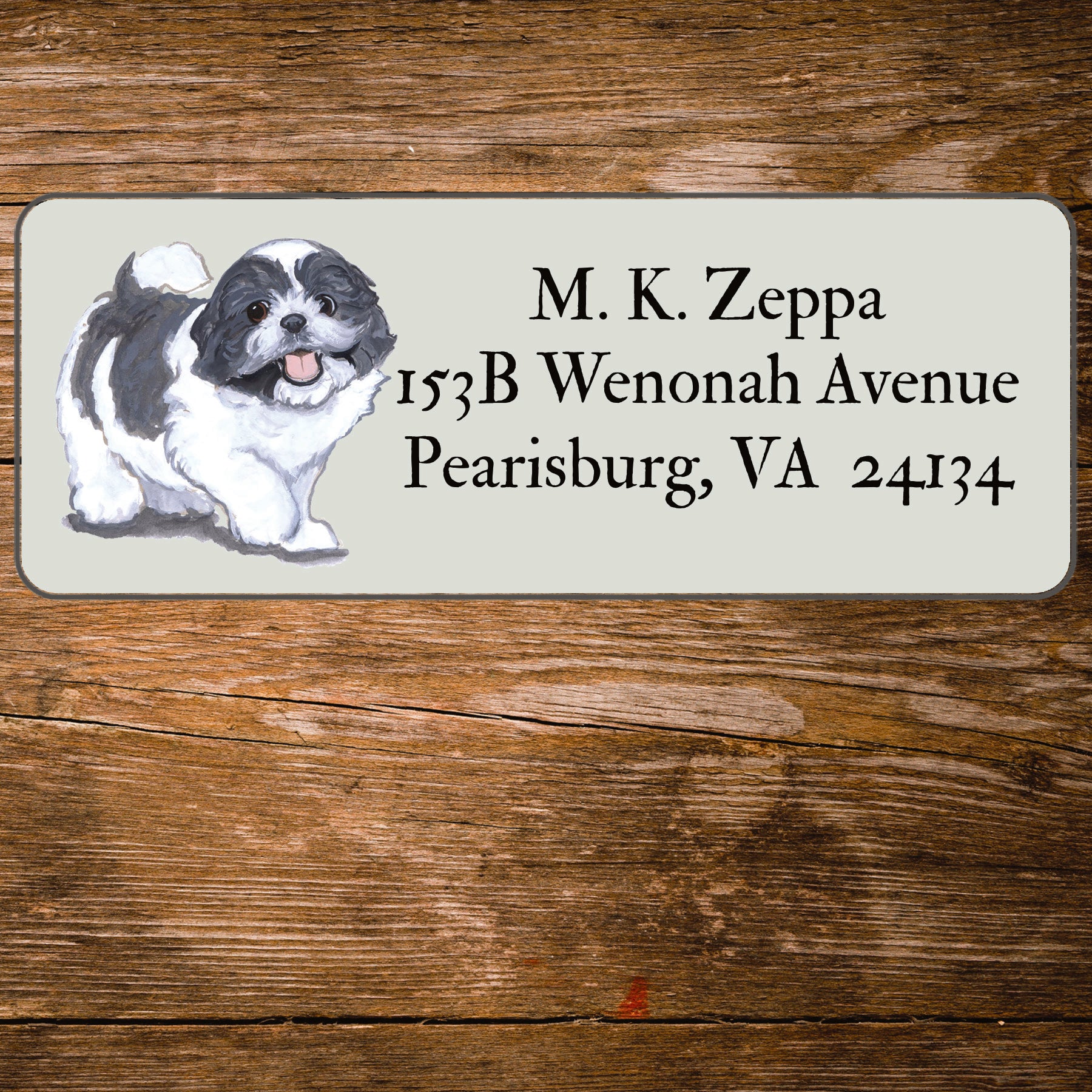 Return address label with an Shih Tzu Dog illustration
