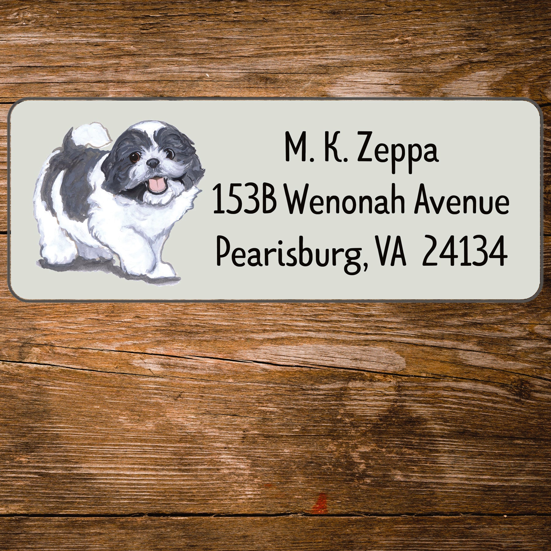 Return address label with an Shih Tzu Dog illustration
