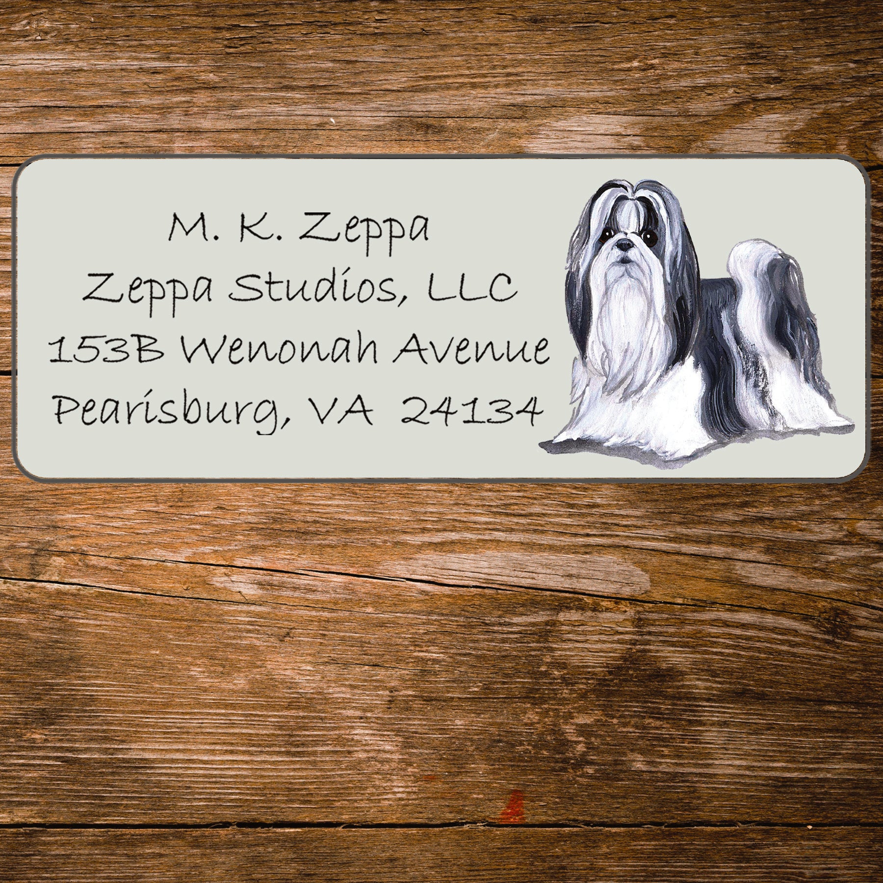 Return address label with an Shih Tzu Dog illustration