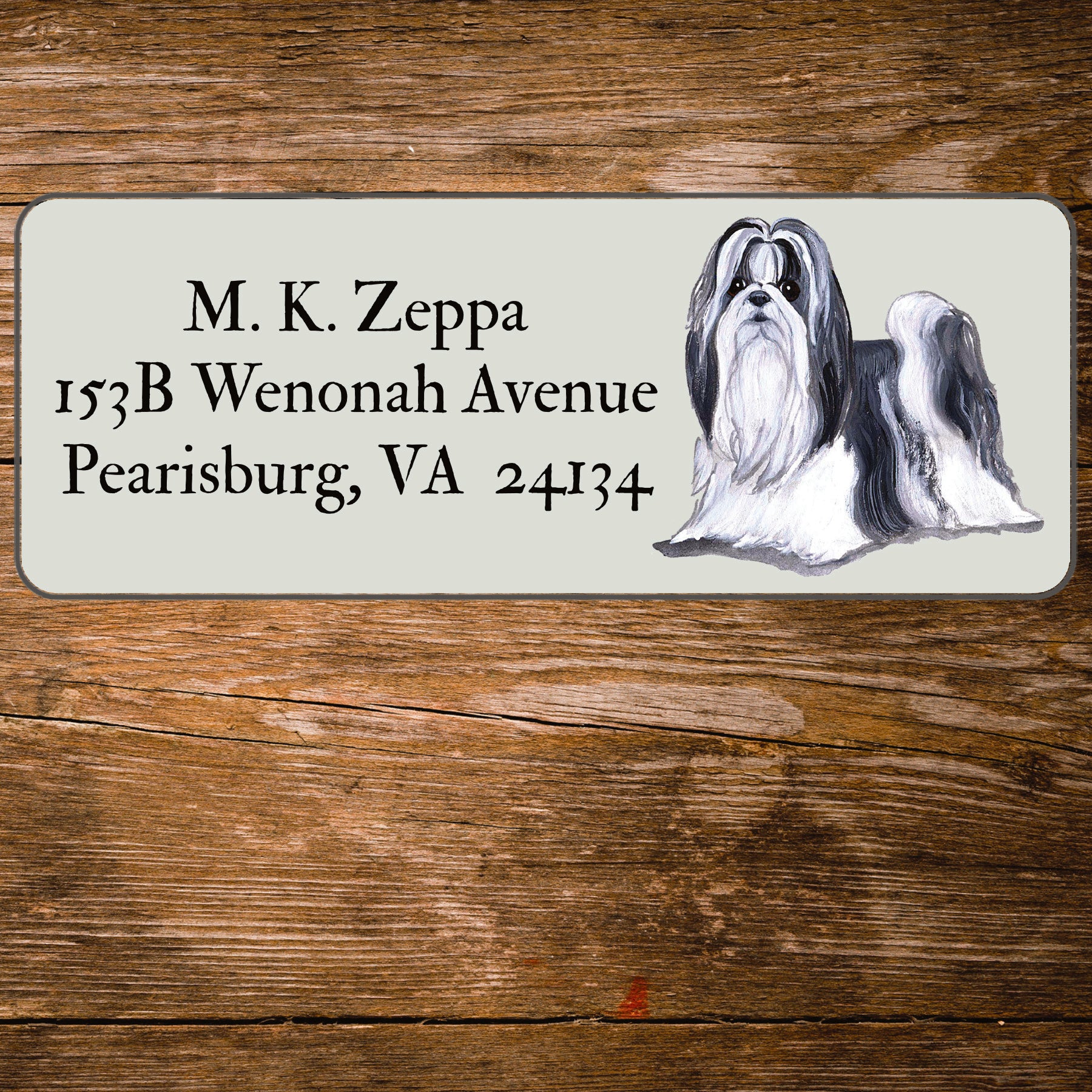 Return address label with an Shih Tzu Dog illustration