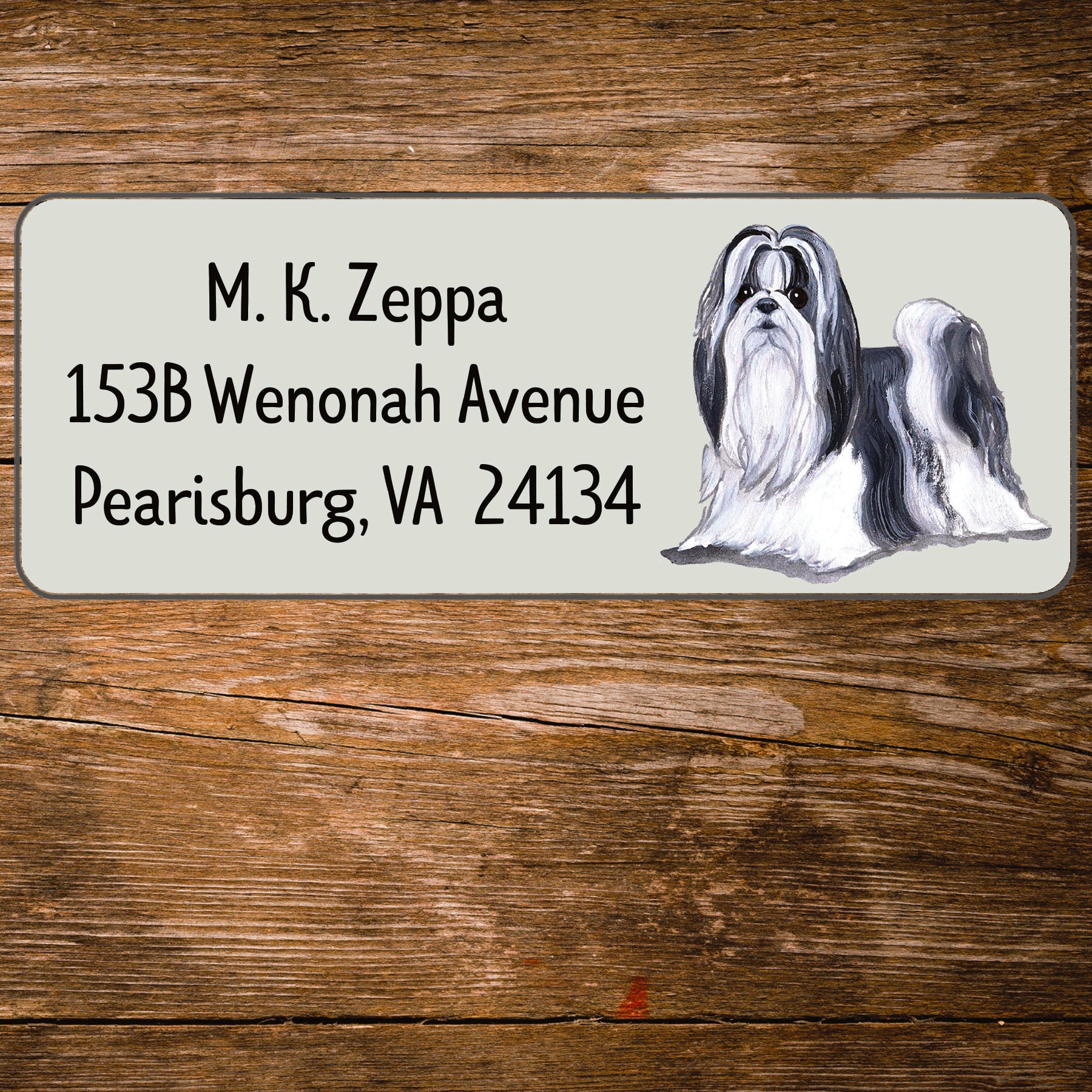 Return address label with an Shih Tzu Dog illustration
