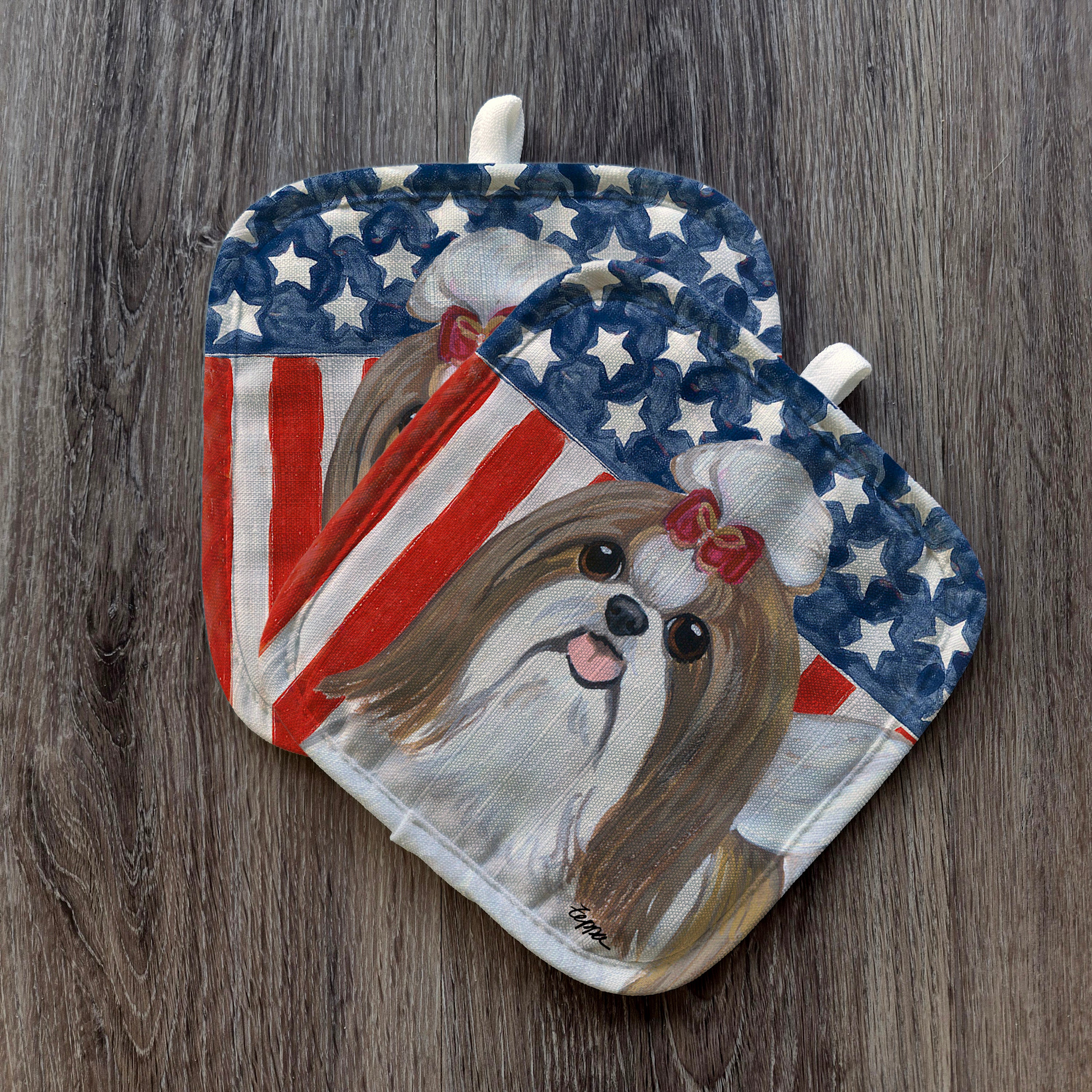 Shih Tzu Americana Pot Holders