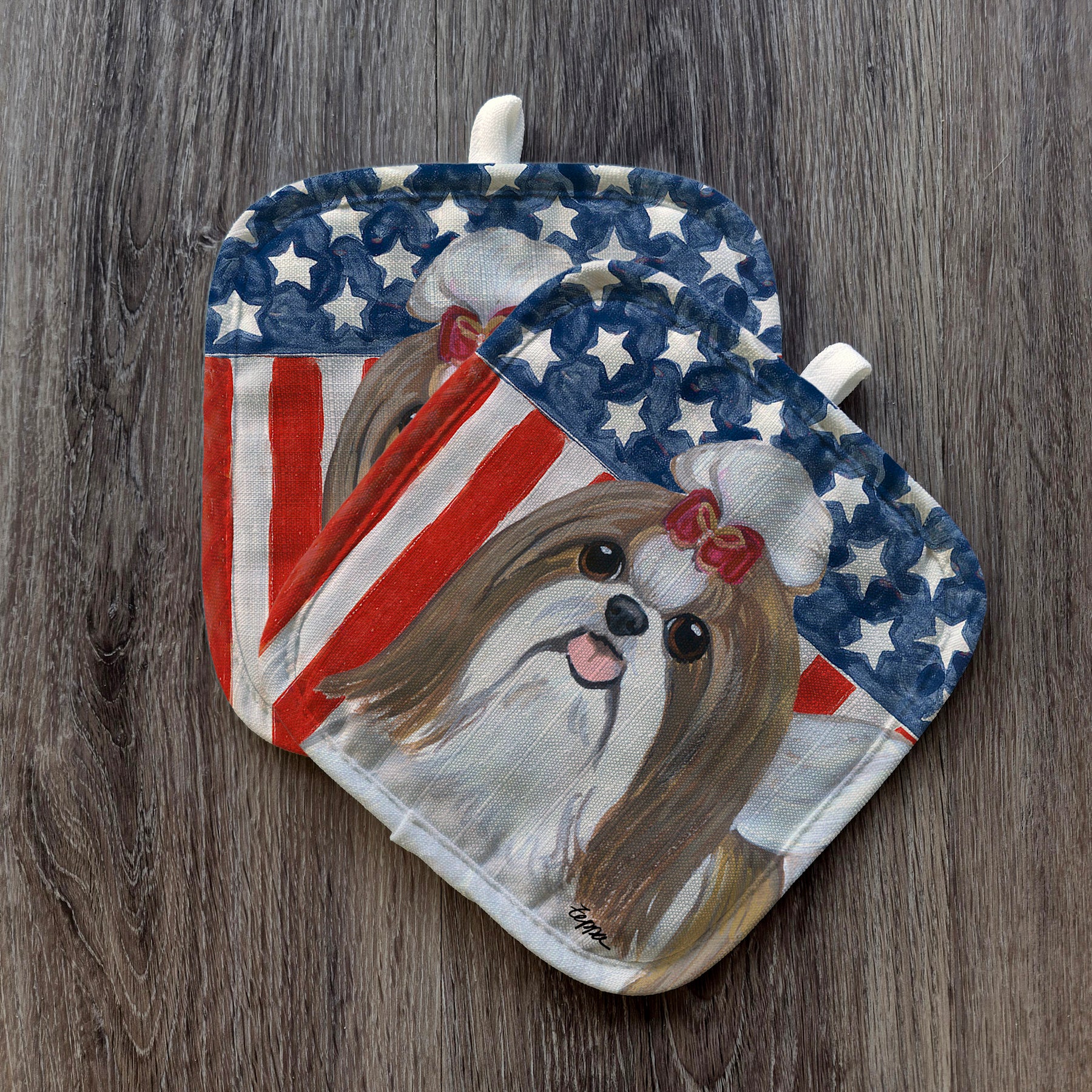 Shih Tzu Americana Pot Holders