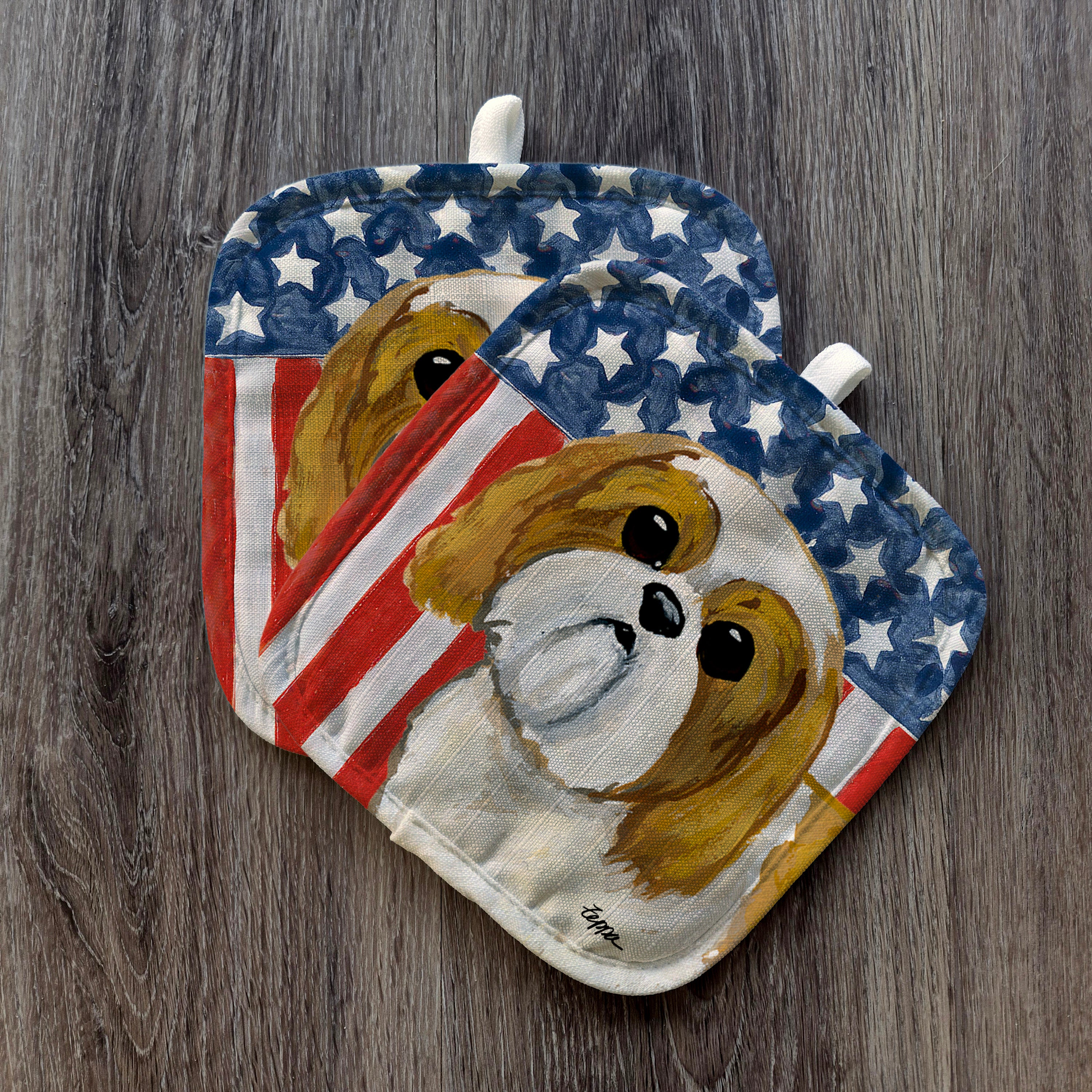 Shih Tzu Americana Pot Holders