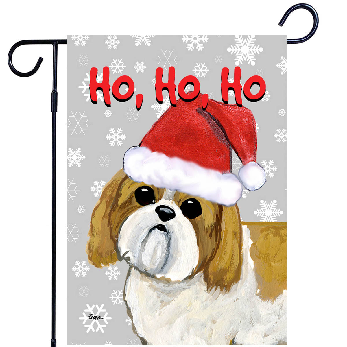 Shih Tzu Ho Ho Ho Garden Flag