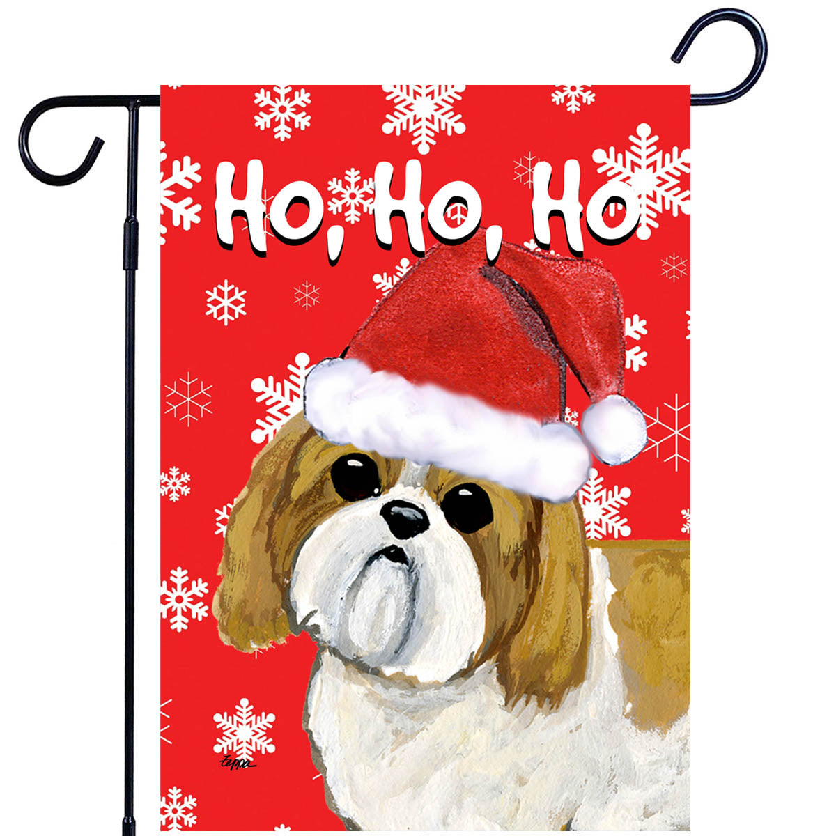 Shih Tzu Ho Ho Ho Garden Flag