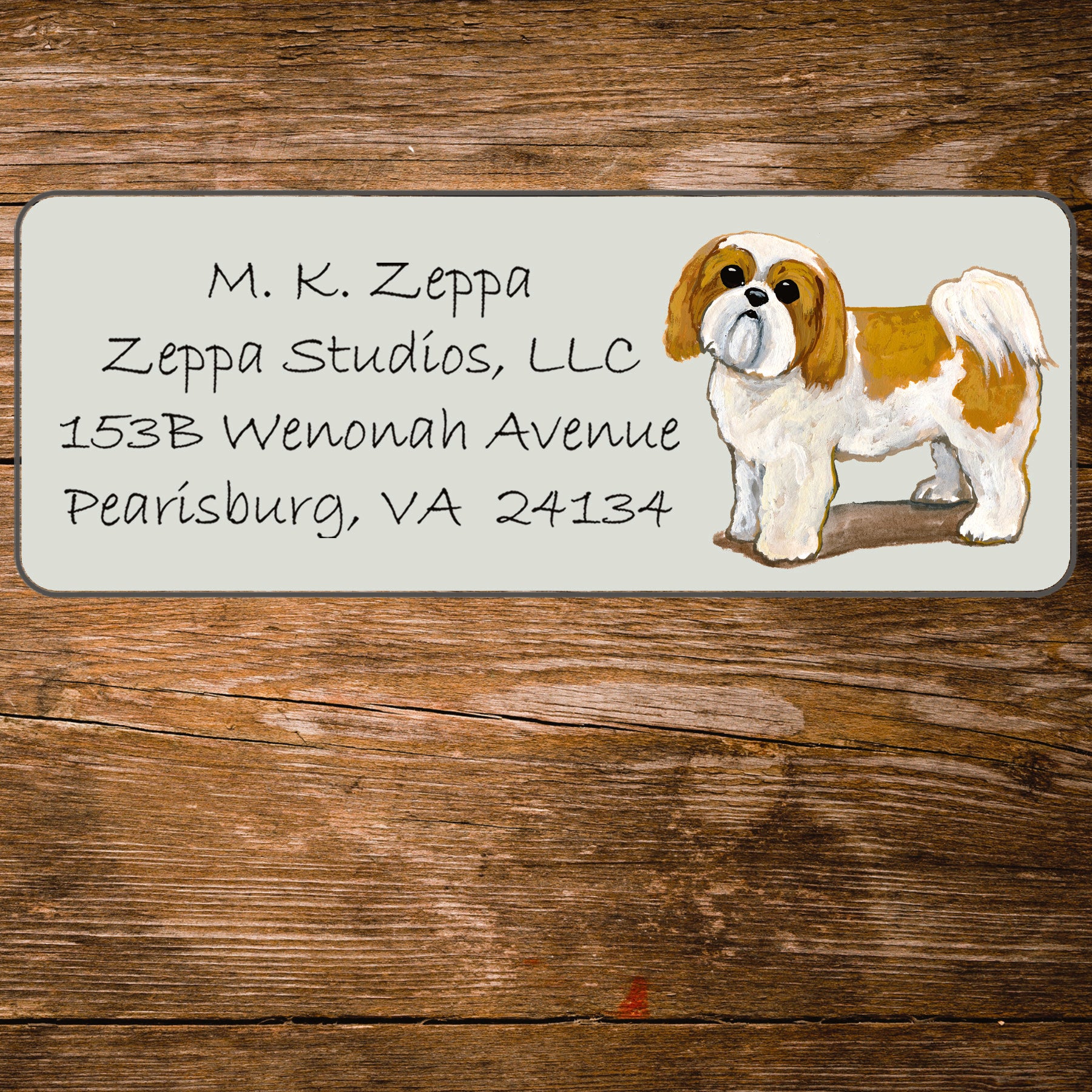 Return address label with an Shih Tzu Dog illustration