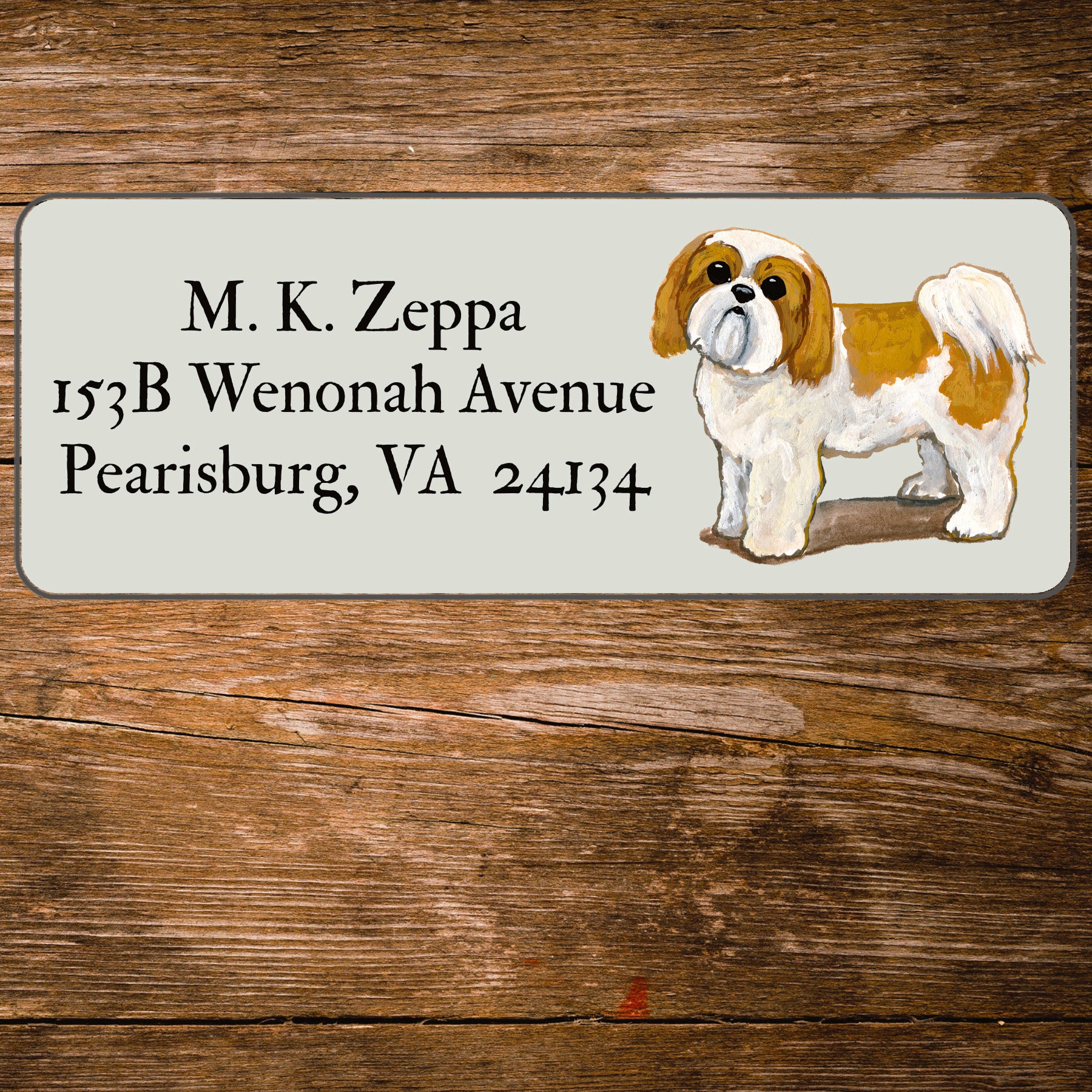 Return address label with an Shih Tzu Dog illustration