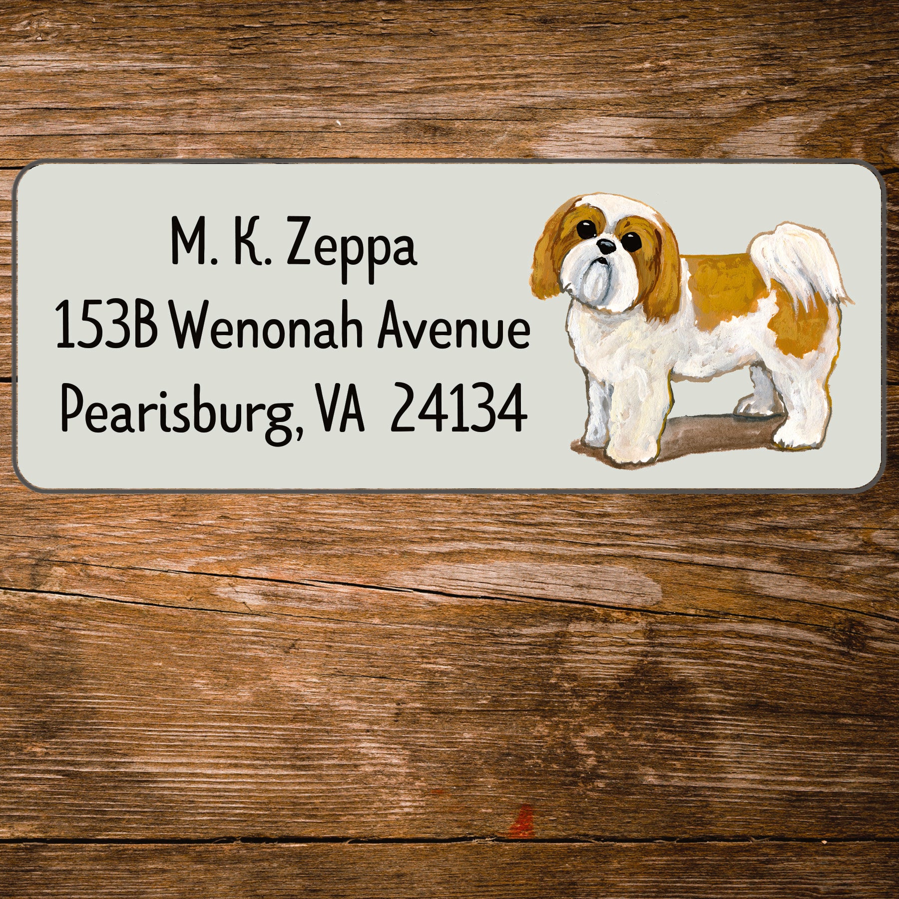 Return address label with an Shih Tzu Dog illustration
