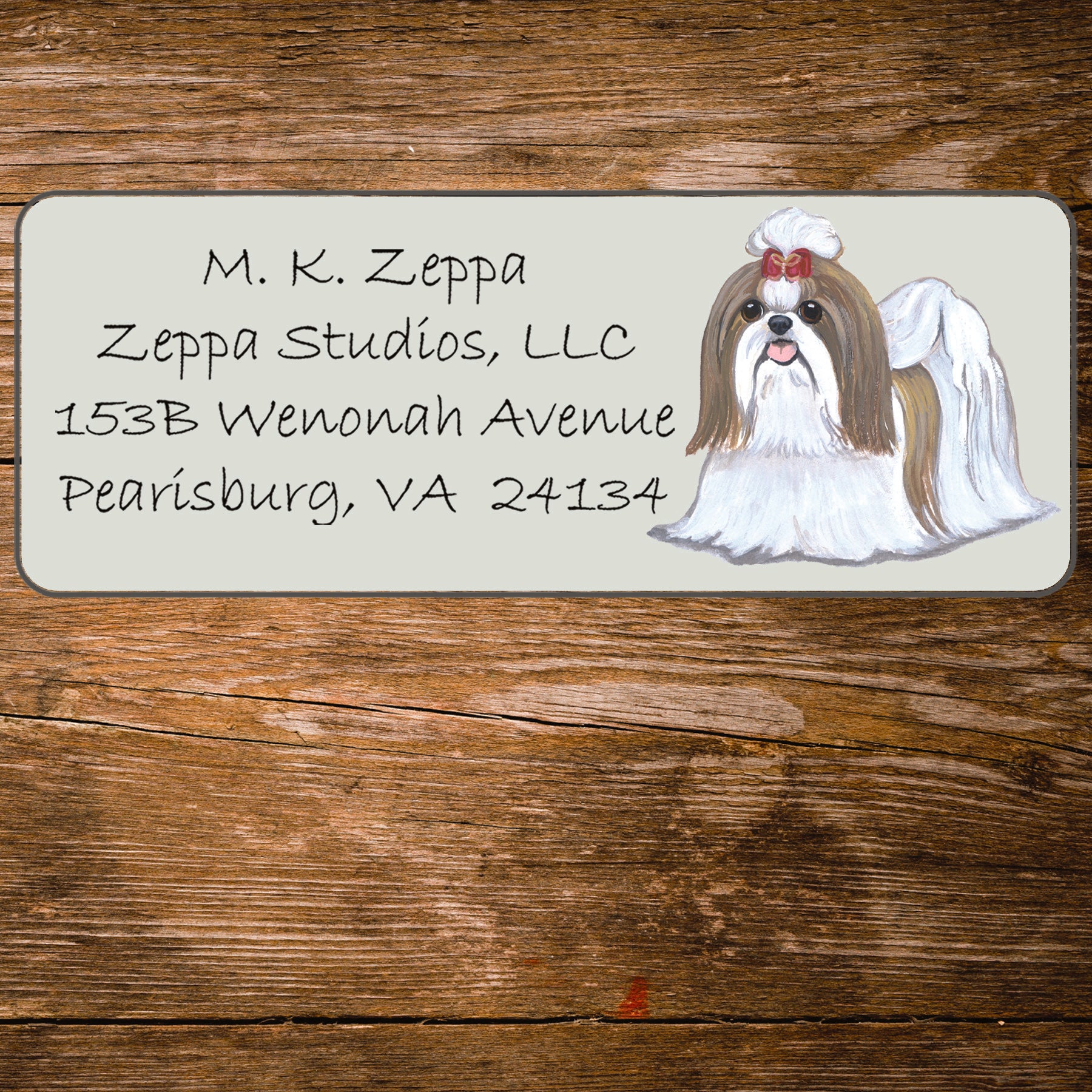 Return address label with an Shih Tzu Dog illustration