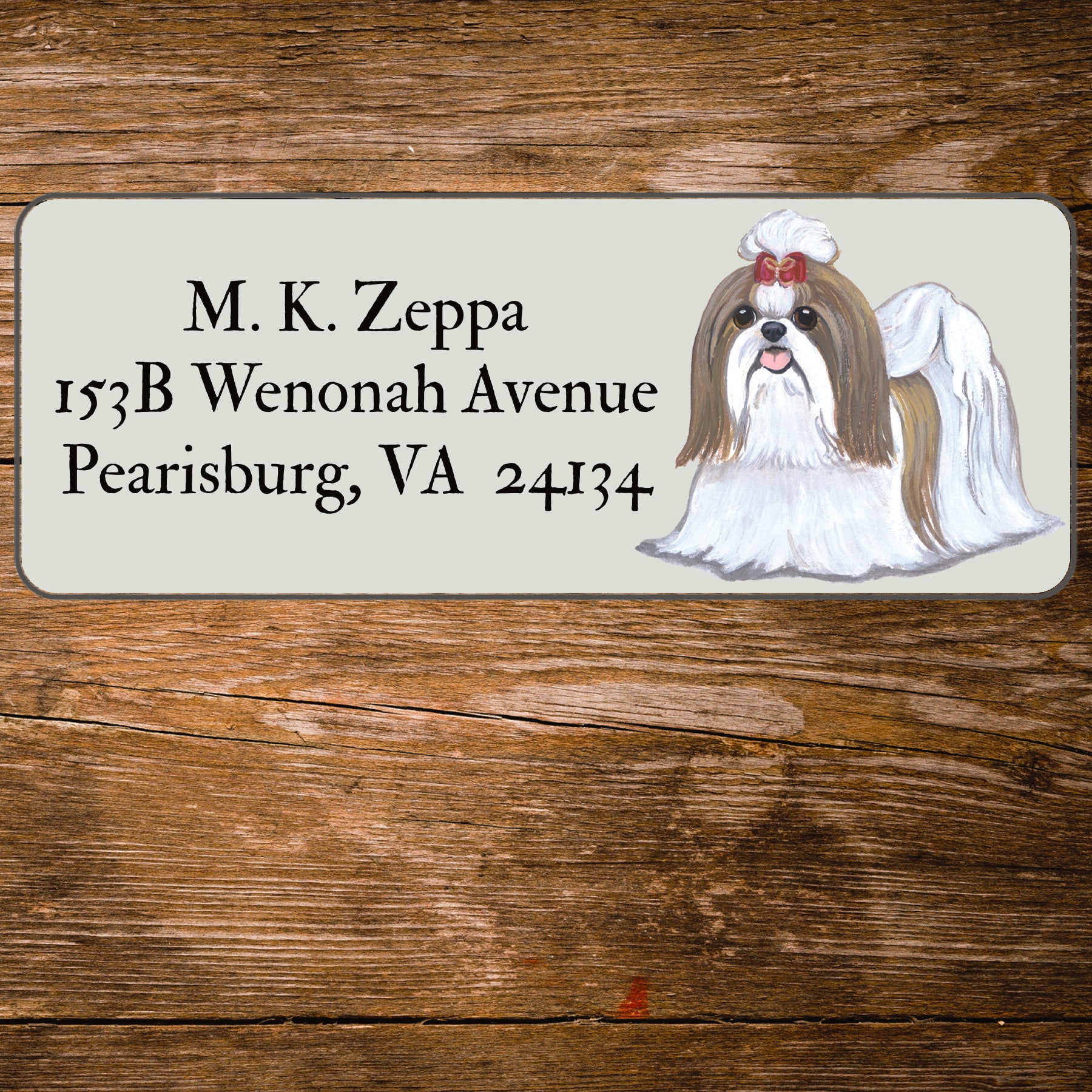 Return address label with an Shih Tzu Dog illustration