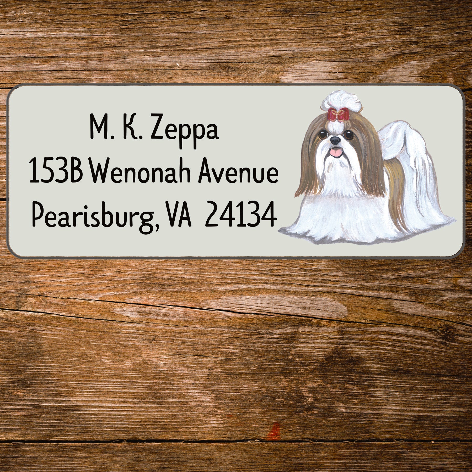 Return address label with an Shih Tzu Dog illustration
