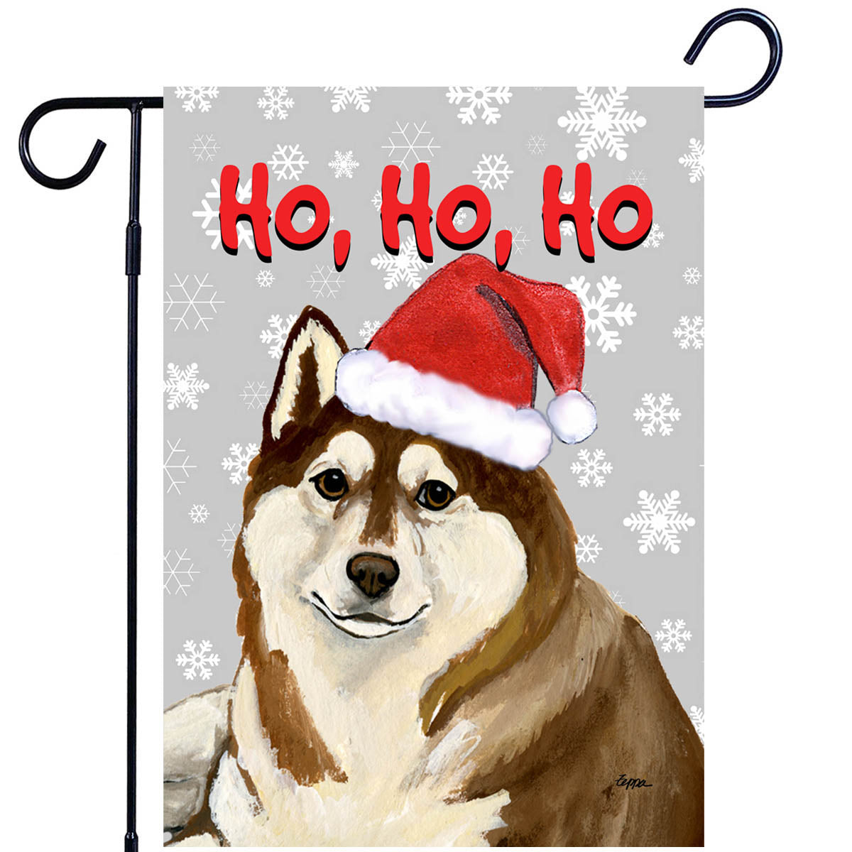 Siberian Husky Ho Ho Ho Garden Flag