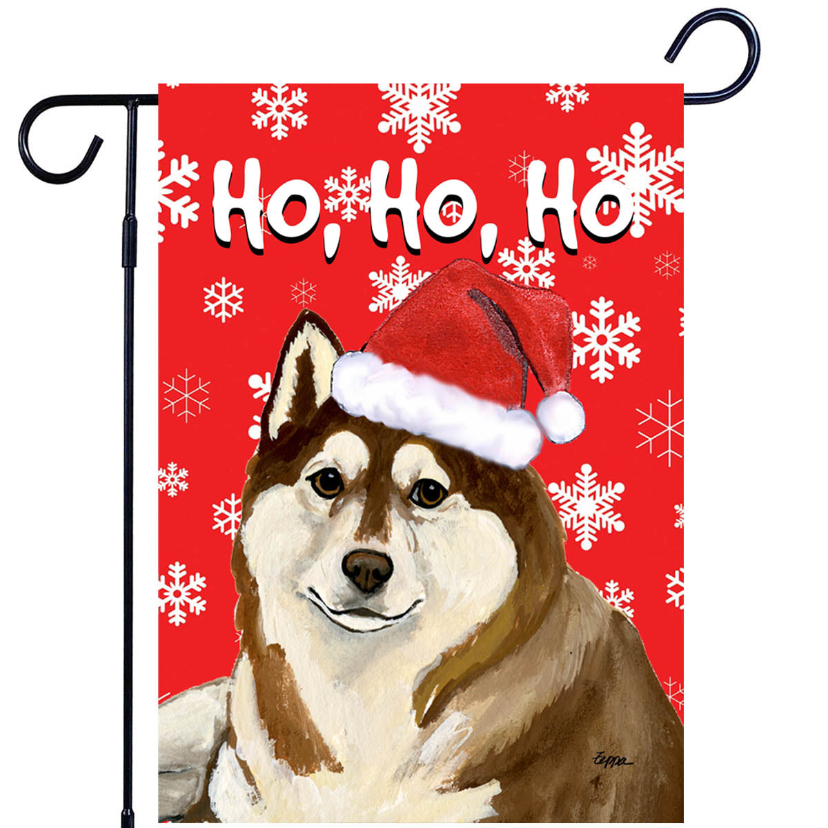 Siberian Husky Ho Ho Ho Garden Flag