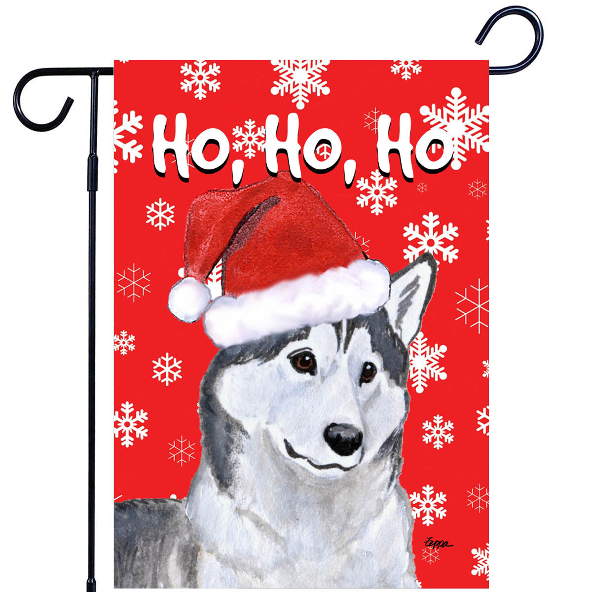 Siberian Husky Ho Ho Ho Garden Flag