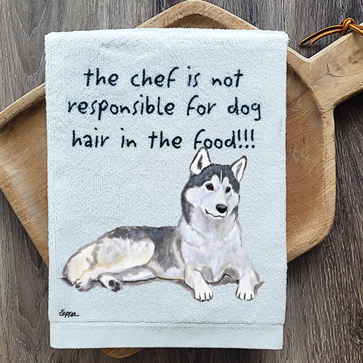 Pawsitively Adorable Siberian Husky Kitchen Towel