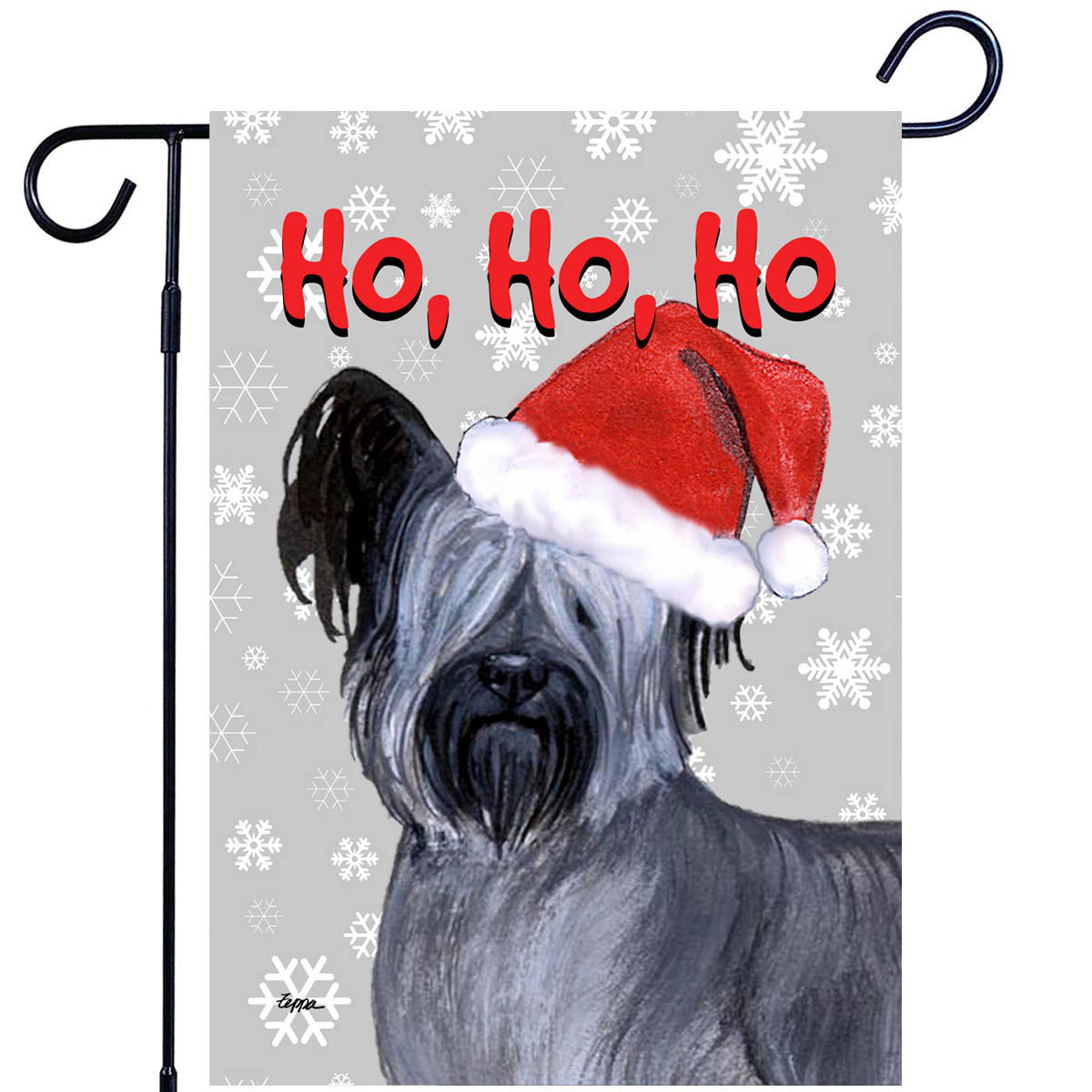 Skye Terrier Ho Ho Ho Garden Flag