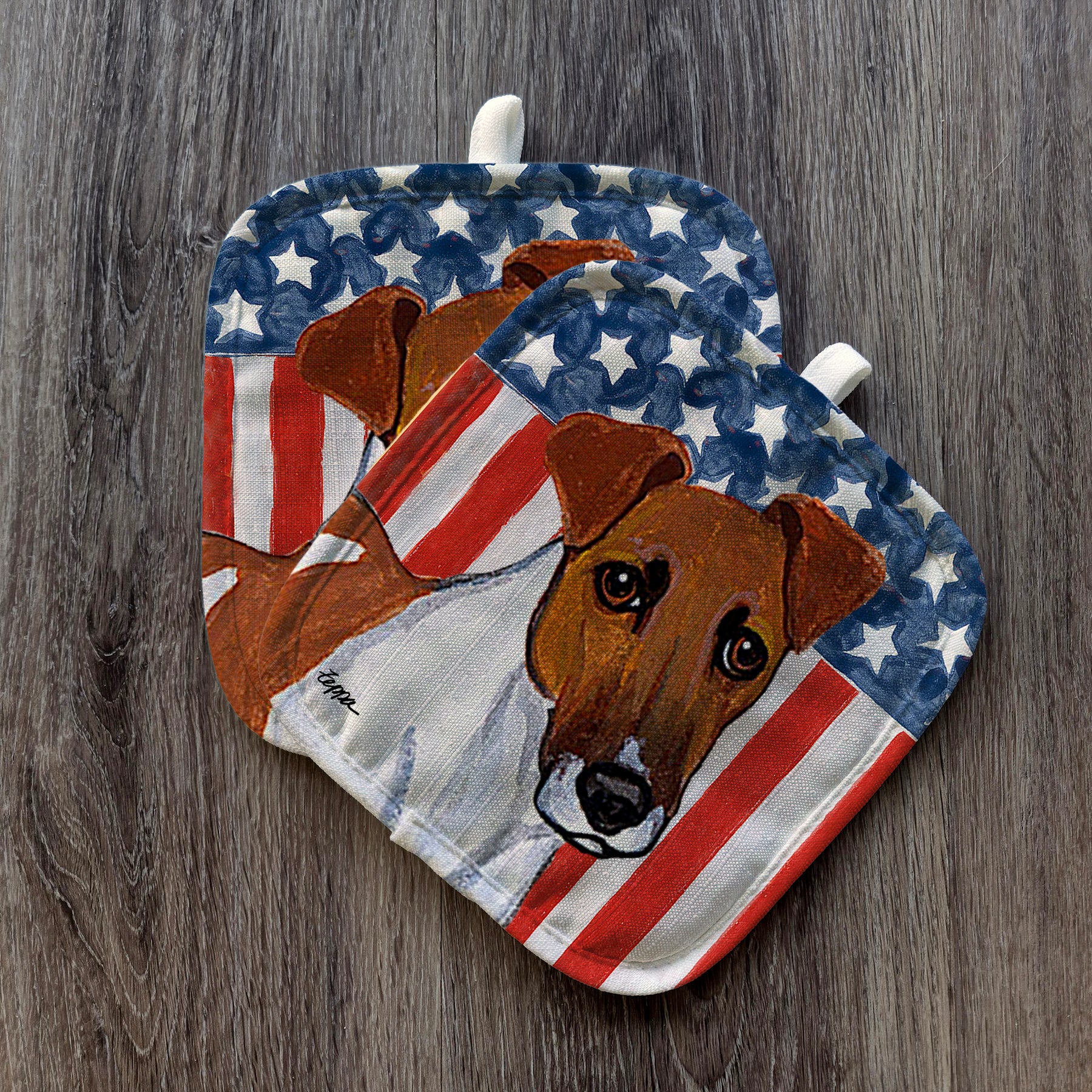 Smooth Fox Terrier Americana Pot Holder Set