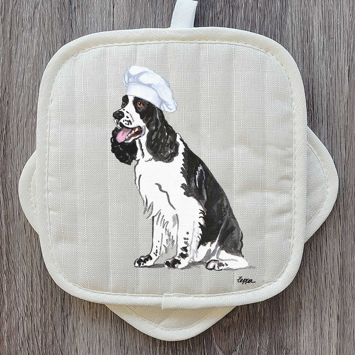 Black and White Springer Spaniel Pot Holder Set