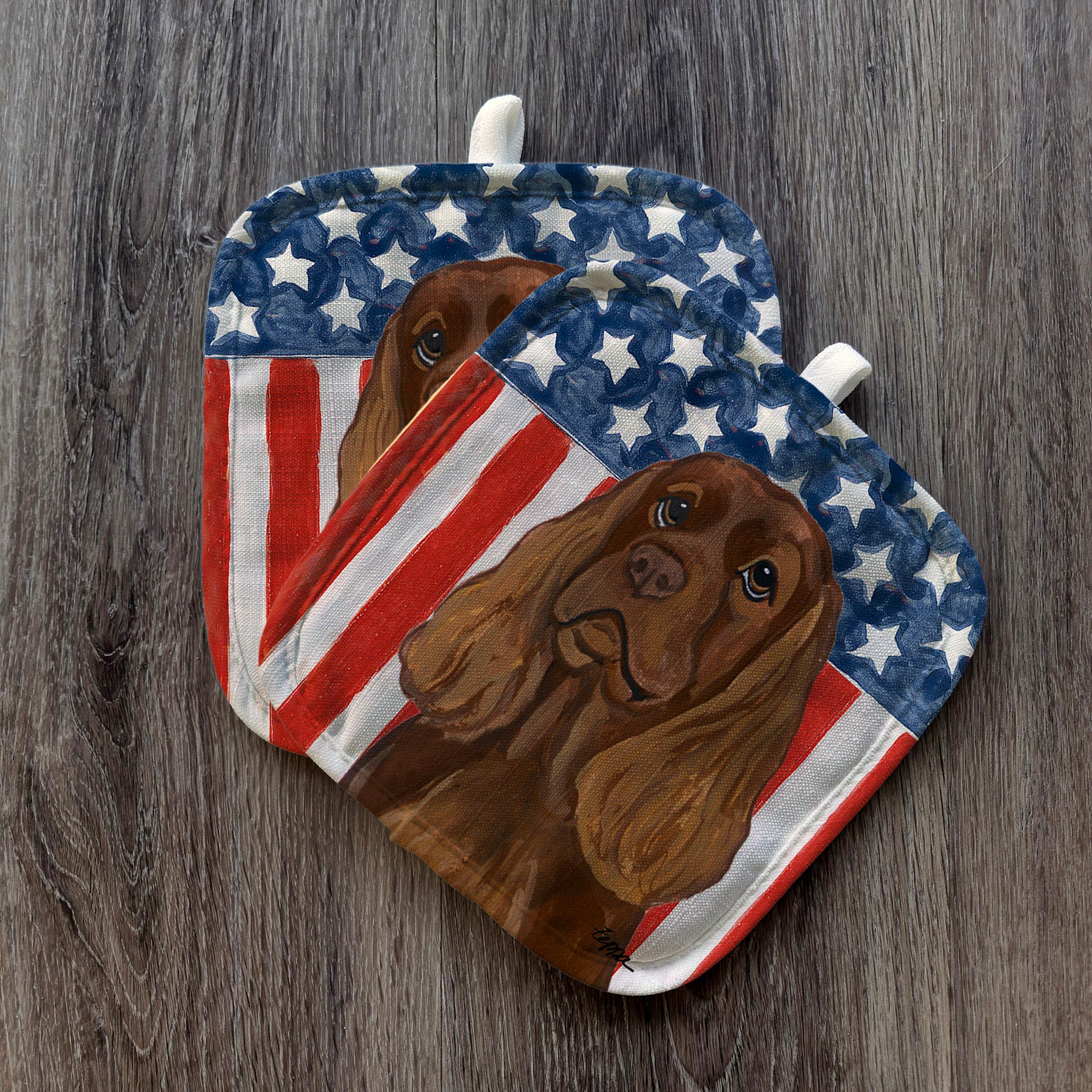 Sussex Spaniel Americana Pot Holders