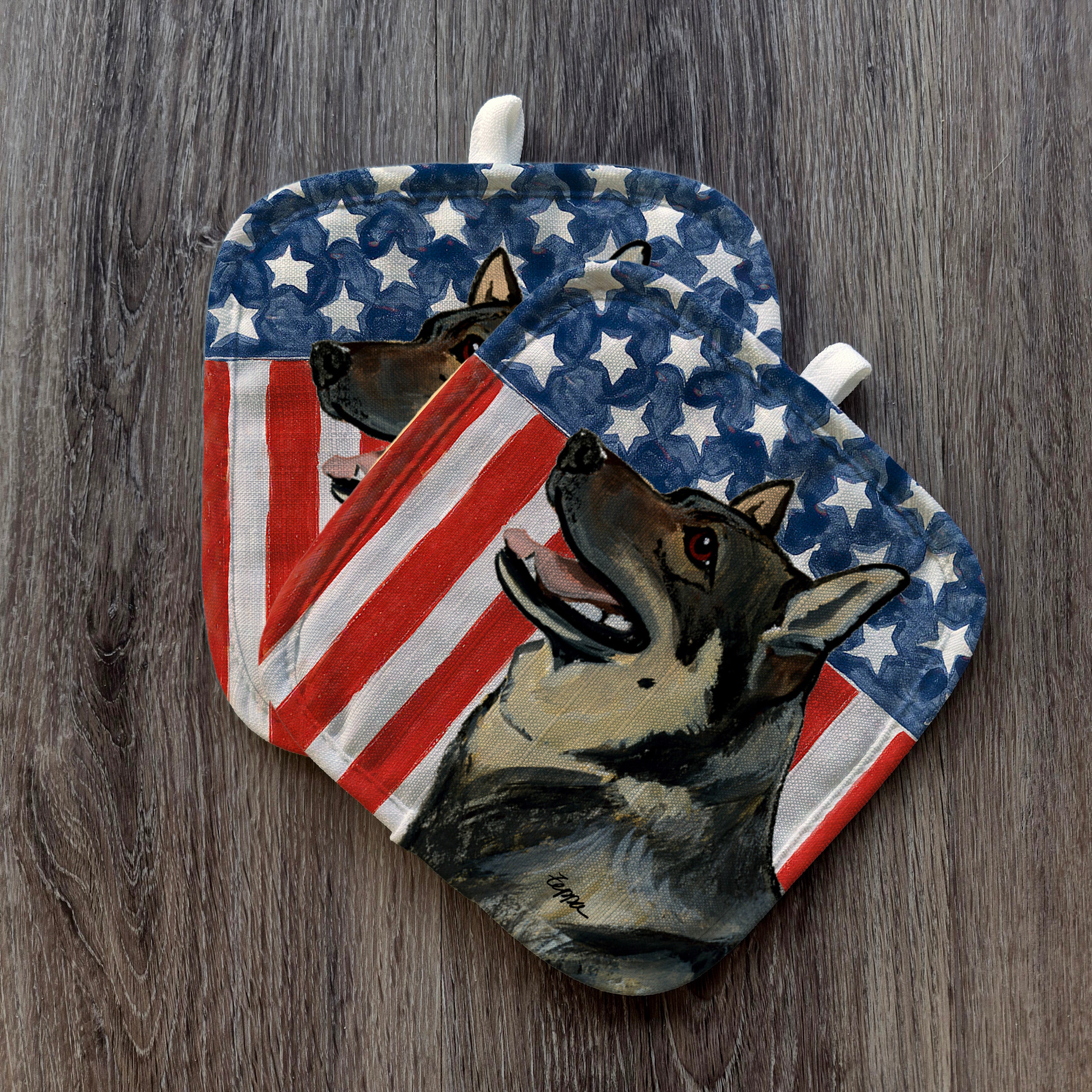 Swedish Vallhund Americana Pot Holders